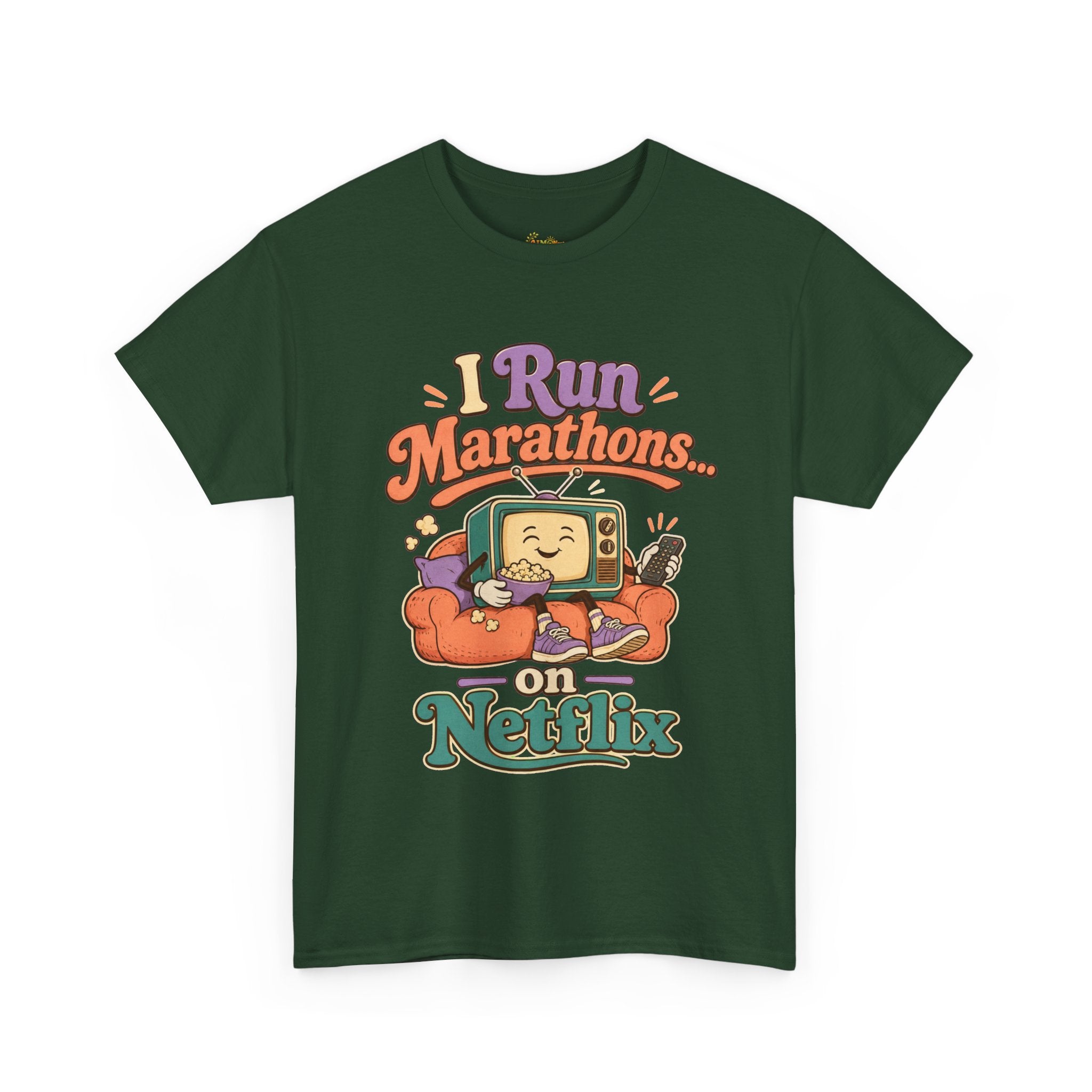 TV Marathon Tee — "I Run Marathons on Netflix" Funny Binge-Watching Shirt