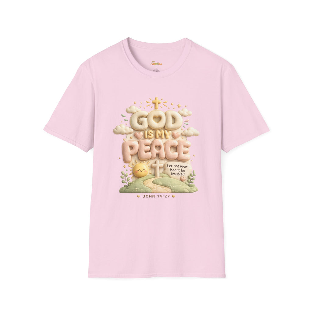God Is My Peace T-Shirt — Christian Faith Tee with Soft Pastel Cloud Design