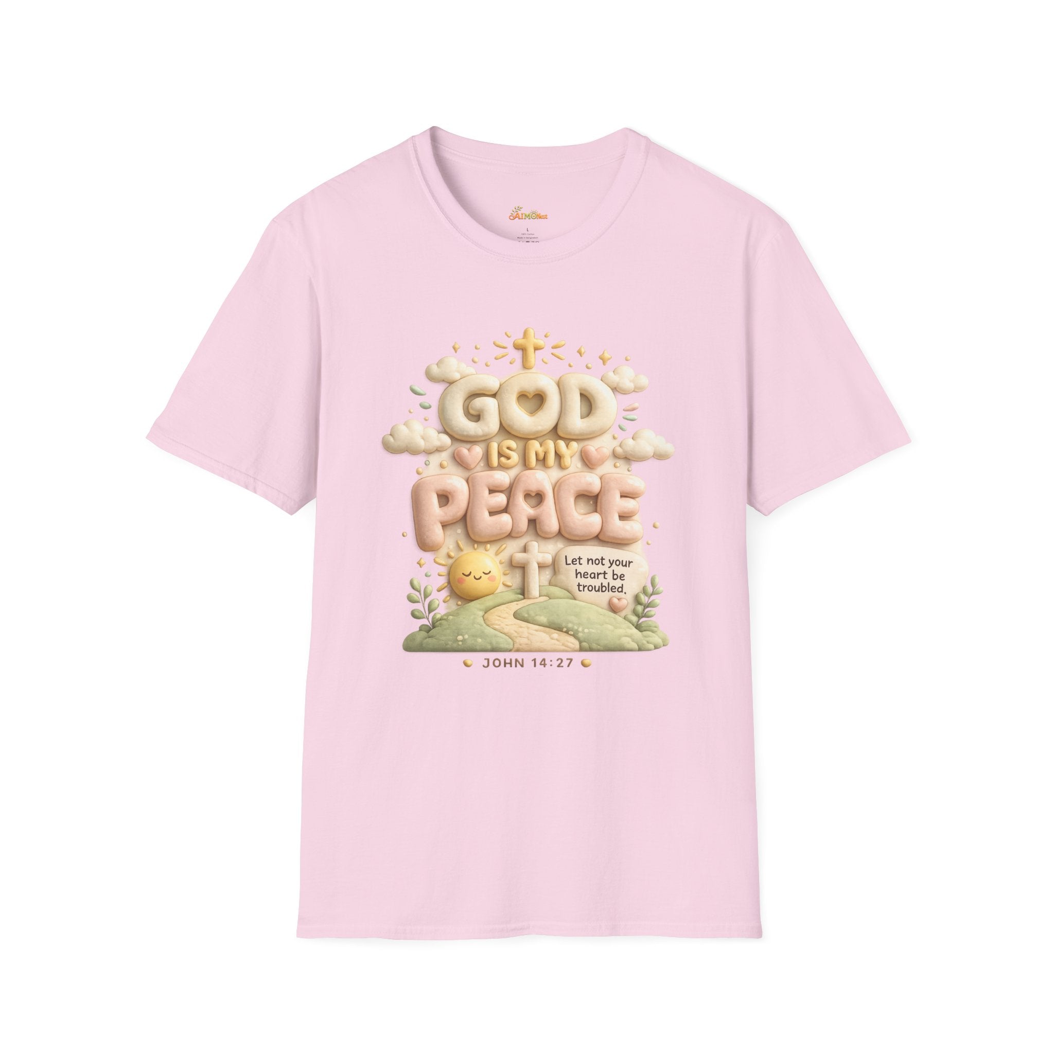 God Is My Peace T-Shirt — Christian Faith Tee with Soft Pastel Cloud Design