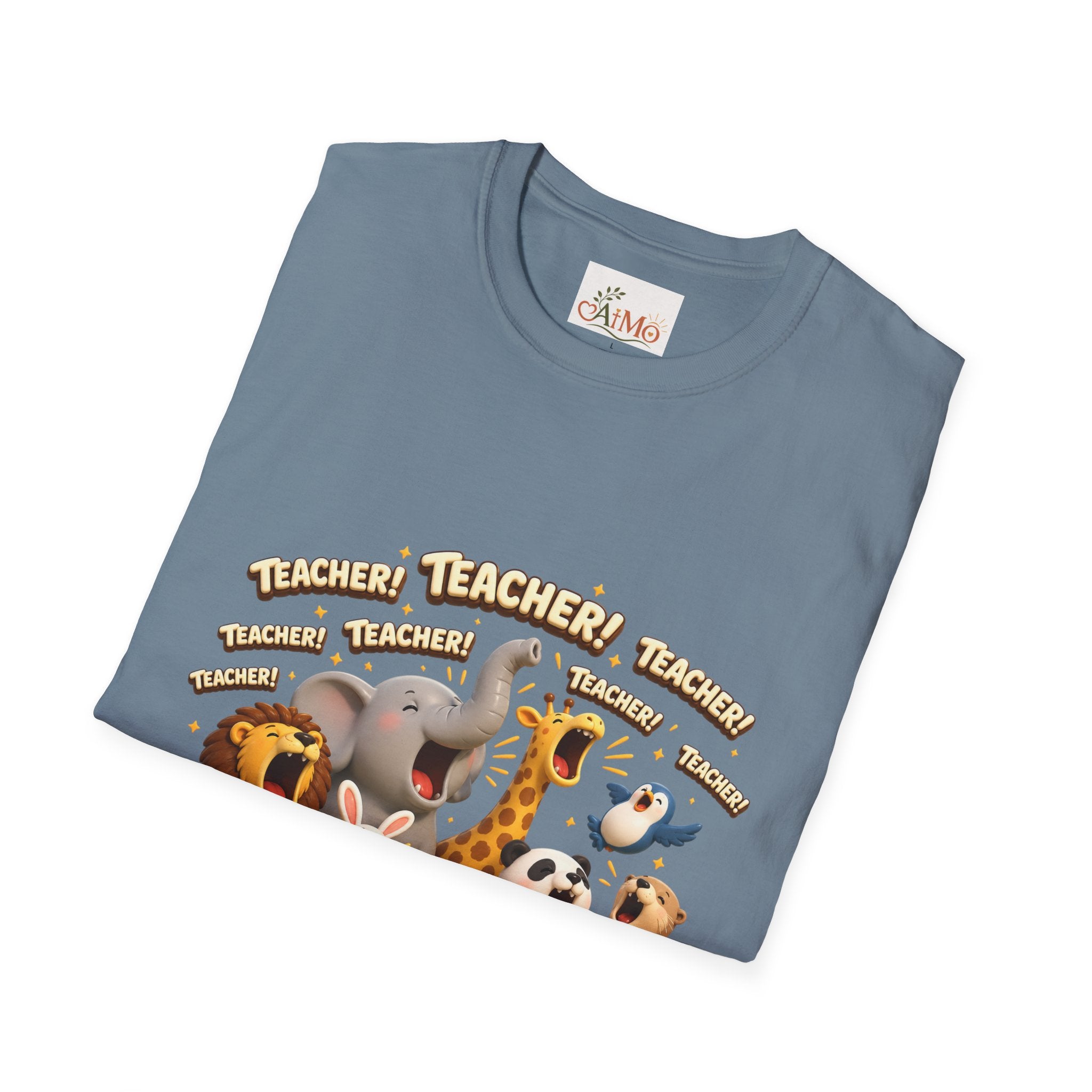 Cute Jungle Animals Saying TEACHER! T-Shirt | Elephant Giraffe Lion Penguin Design