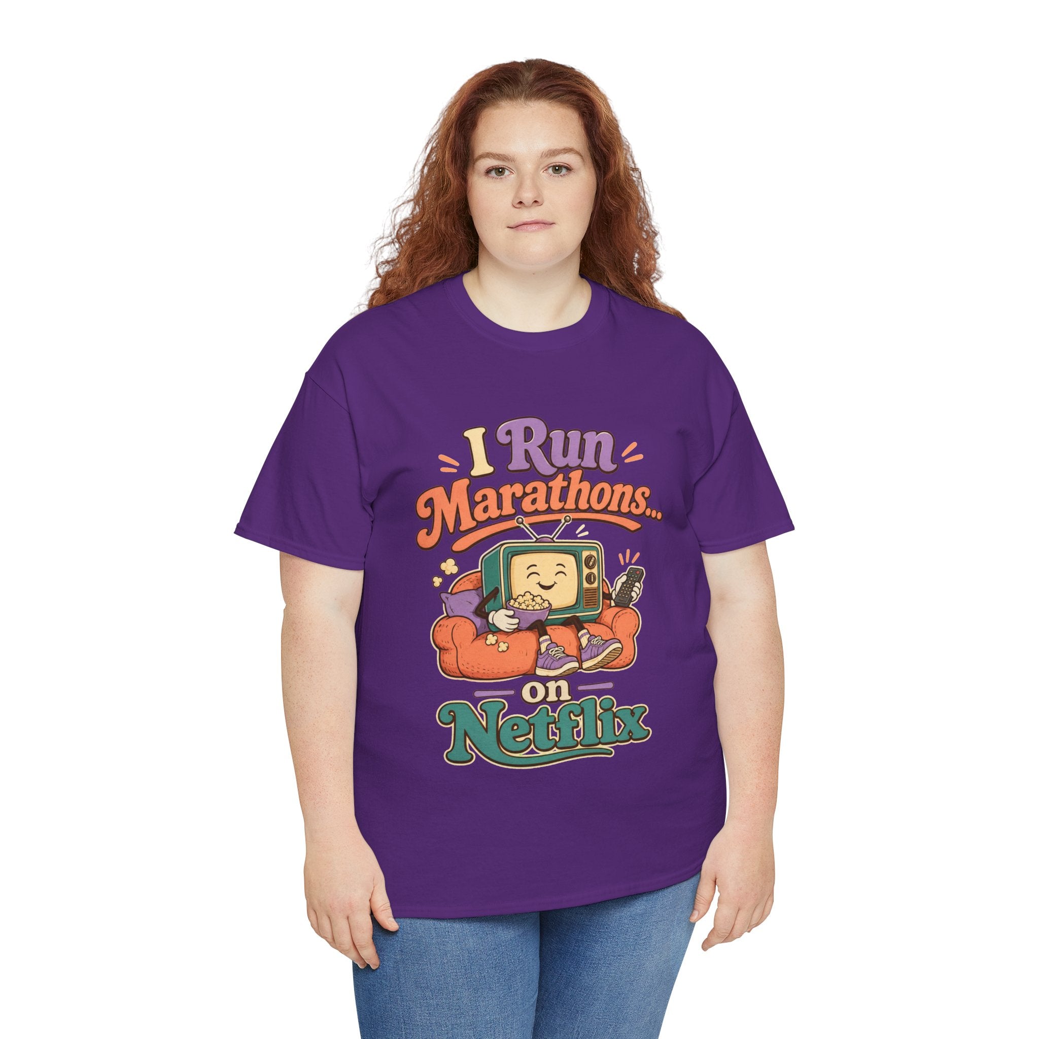 TV Marathon Tee — "I Run Marathons on Netflix" Funny Binge-Watching Shirt