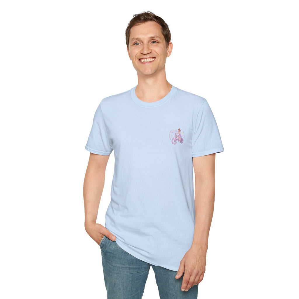 Vintage Lavender Bicycle Pocket T‑Shirt — Cute Retro Bike Graphic Tee