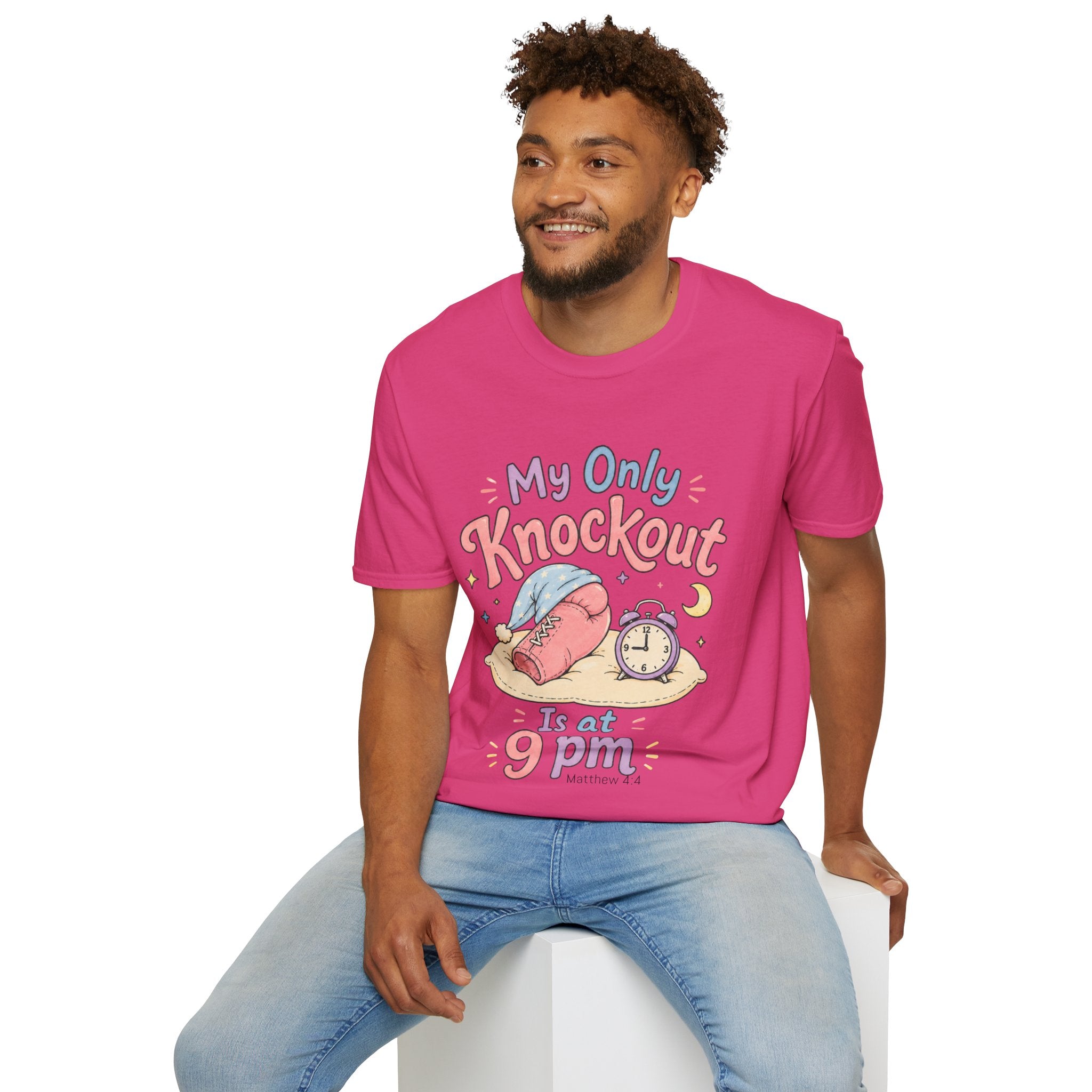 T-Shirt — "My Only Knockout Is at 9 PM" Cute Sleepy Boxing Cartoon Tee
