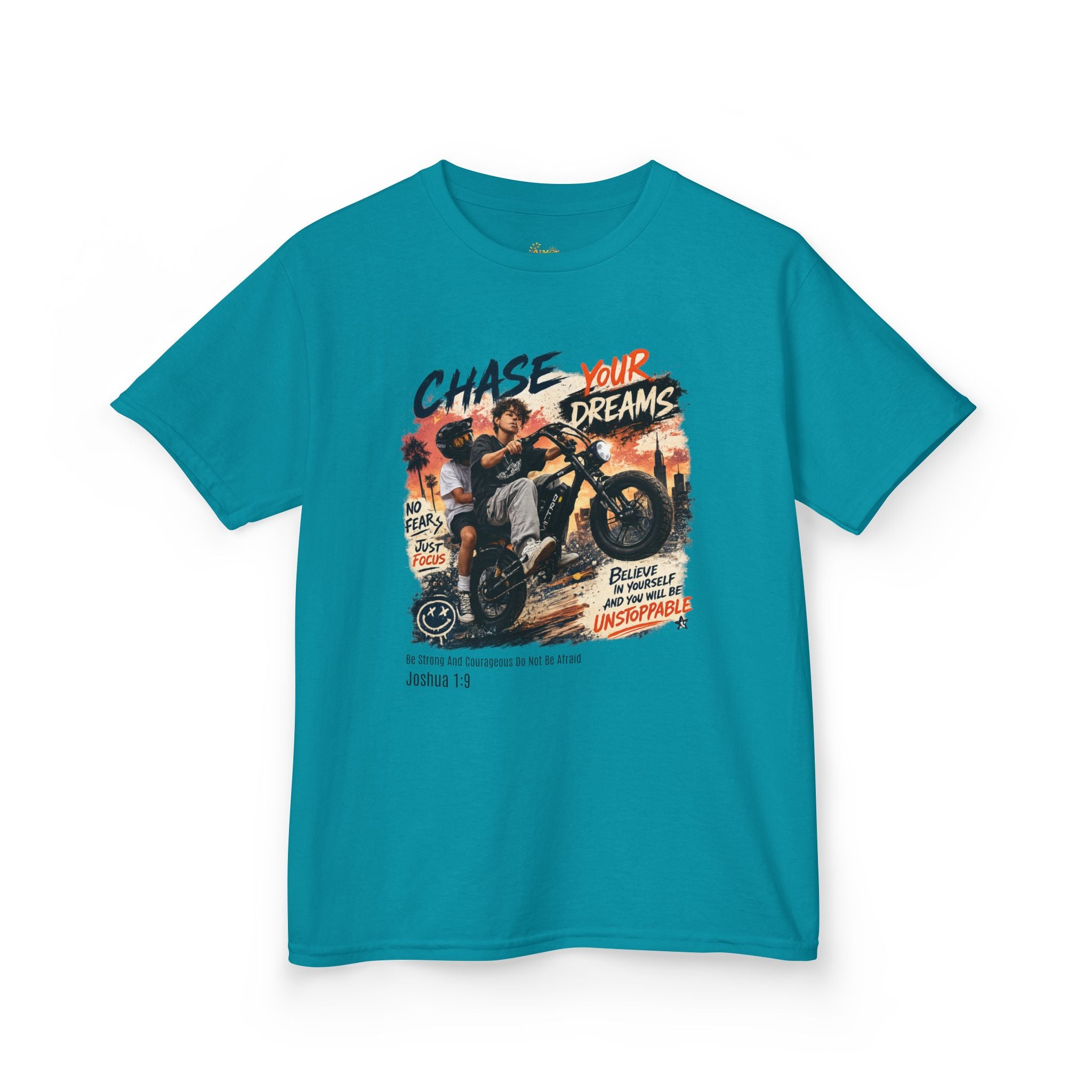 Kids Tee — "Chase Your Dreams" Motorcycle Graphic Shirt