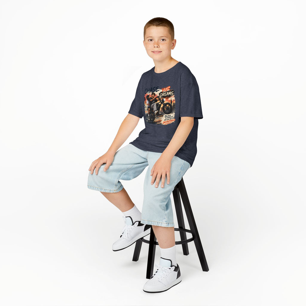 Kids Tee — "Chase Your Dreams" Motorcycle Graphic Shirt