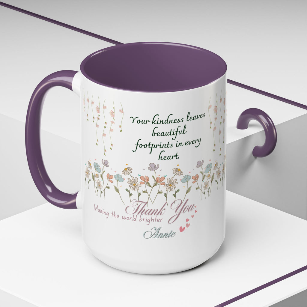 Custom Name For Thank You Coffee Mug | Personalized Grateful Floral Coffee Mug |  Gentle Remembrance 11oz | 15oz 2607033