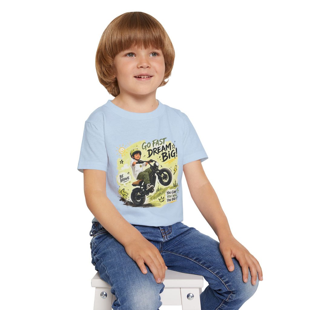 Toddler T‑Shirt — "Go Fast Dream Big" Motorcycle Ride Graphic