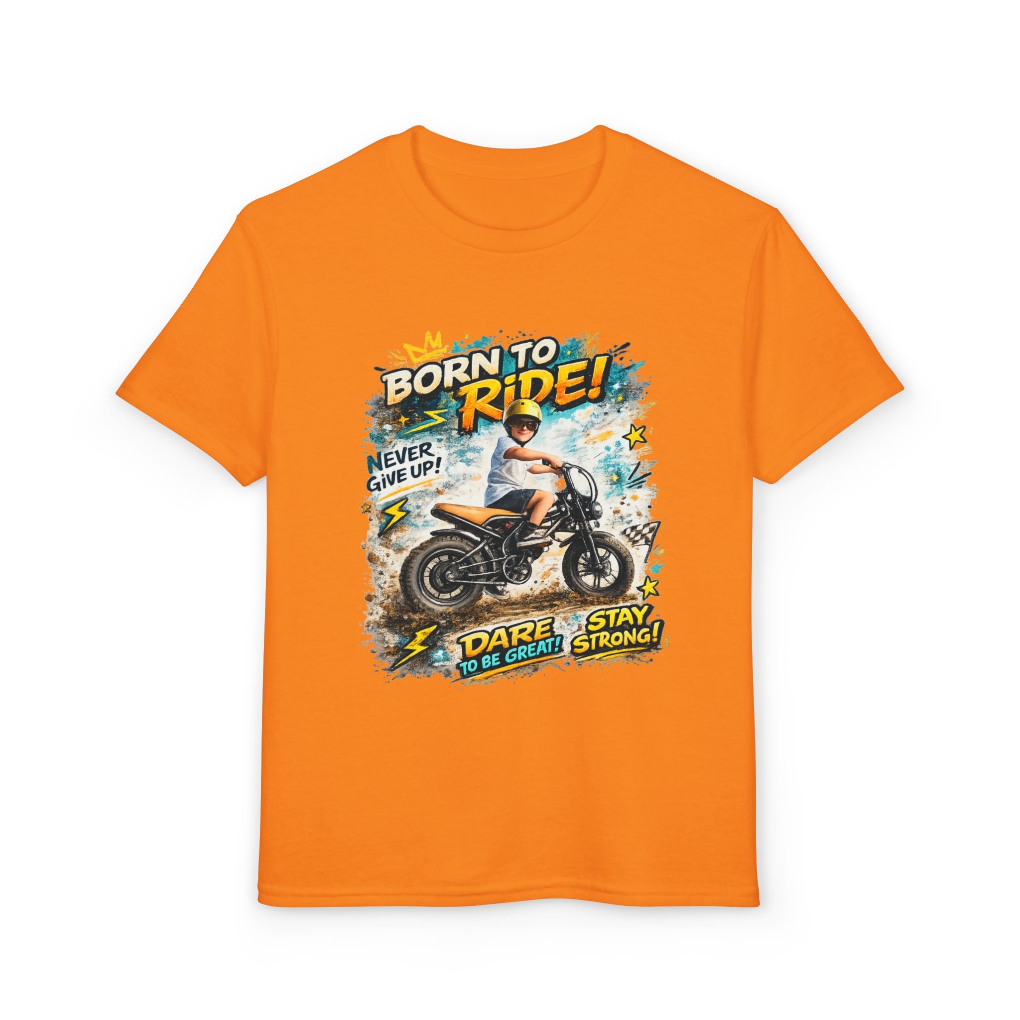 Youth Motorcycle T-Shirt — Born to Ride Graphic Tee for Boys & Girls (Dare to Be Great) 2607042