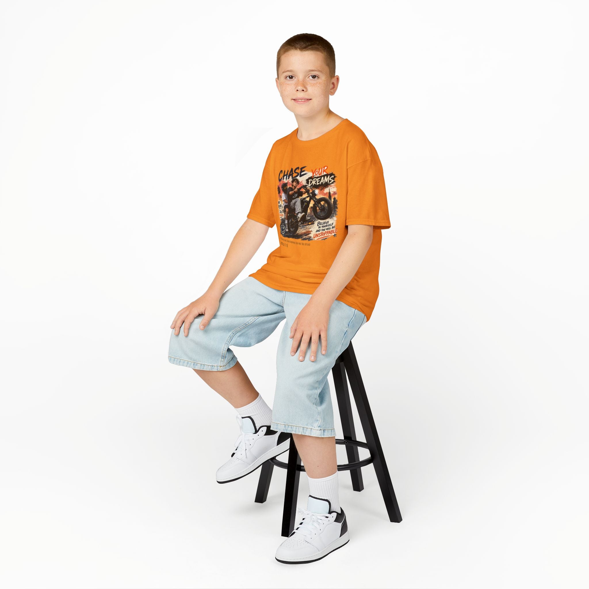 Kids Tee — "Chase Your Dreams" Motorcycle Graphic Shirt
