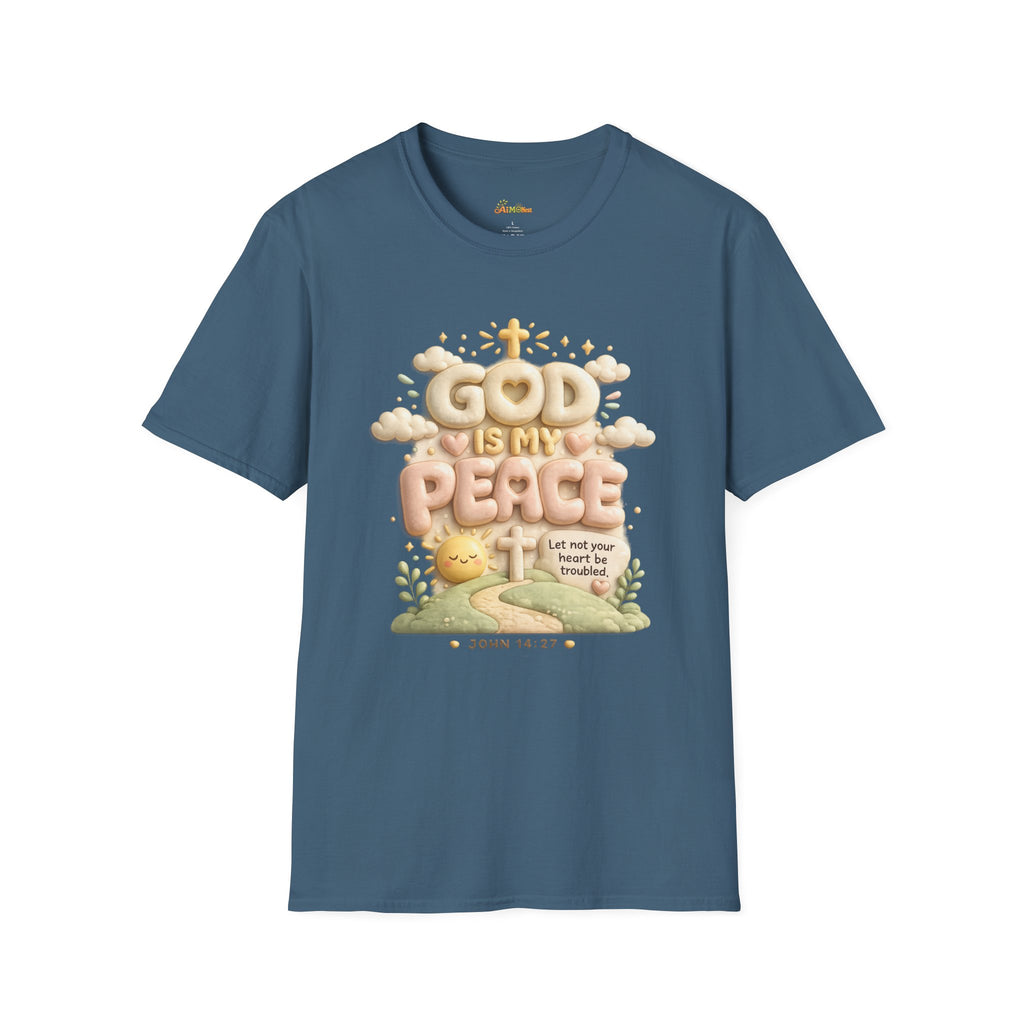 God Is My Peace T-Shirt — Christian Faith Tee with Soft Pastel Cloud Design