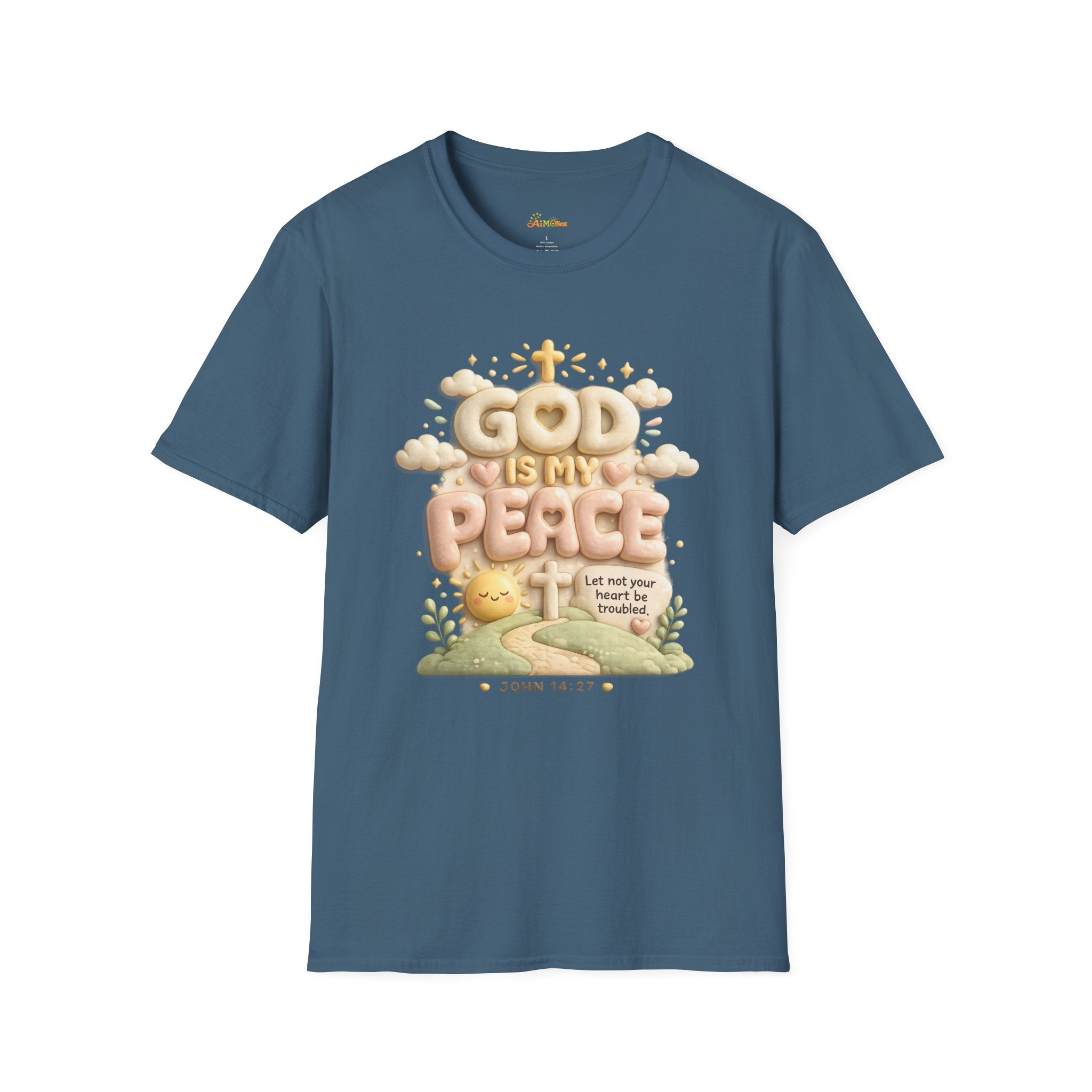 God Is My Peace T-Shirt — Christian Faith Tee with Soft Pastel Cloud Design