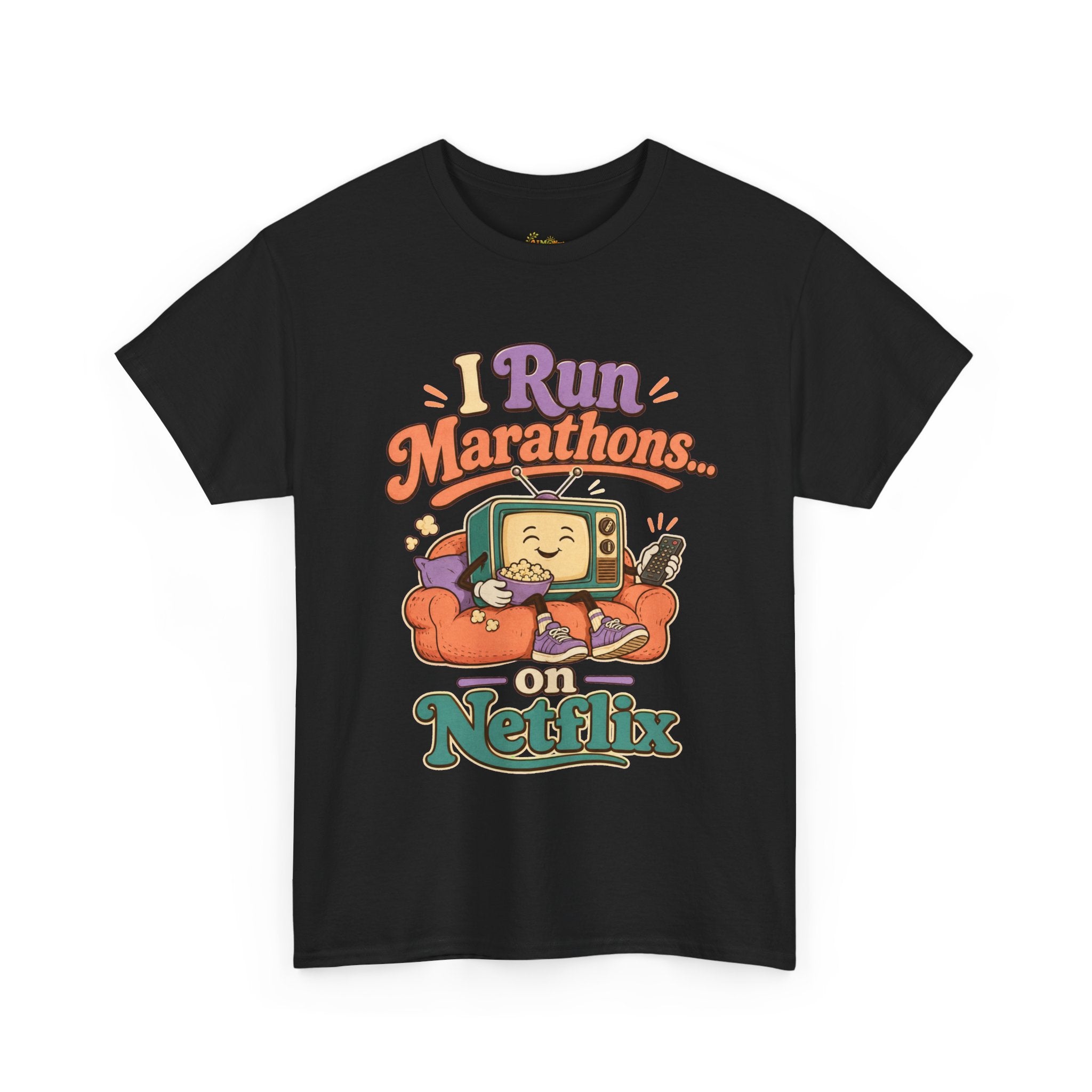TV Marathon Tee — "I Run Marathons on Netflix" Funny Binge-Watching Shirt