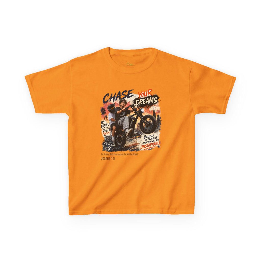 Kids Tee — "Chase Your Dreams" Motorcycle Graphic Shirt