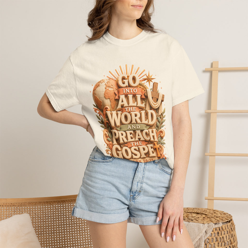 T-Shirt — "Go Into All the World and Preach the Gospel" Christian Mission Tee