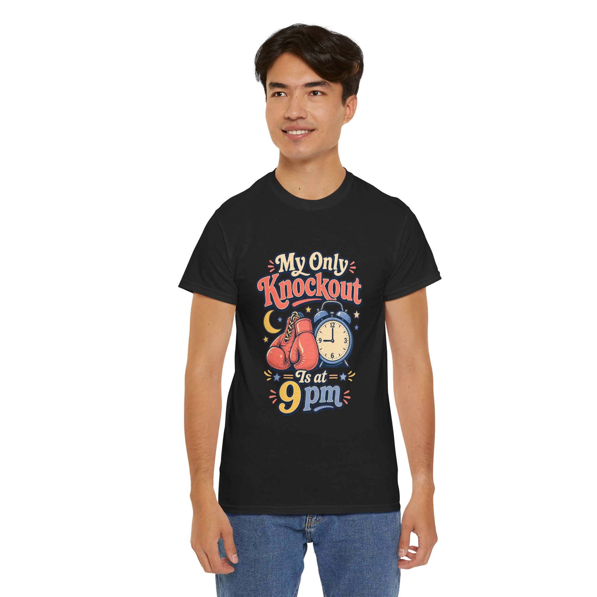 My Only Knockout Is at 9PM T-Shirt |  Funny Night Owl Boxing Graphic Tee  2607044