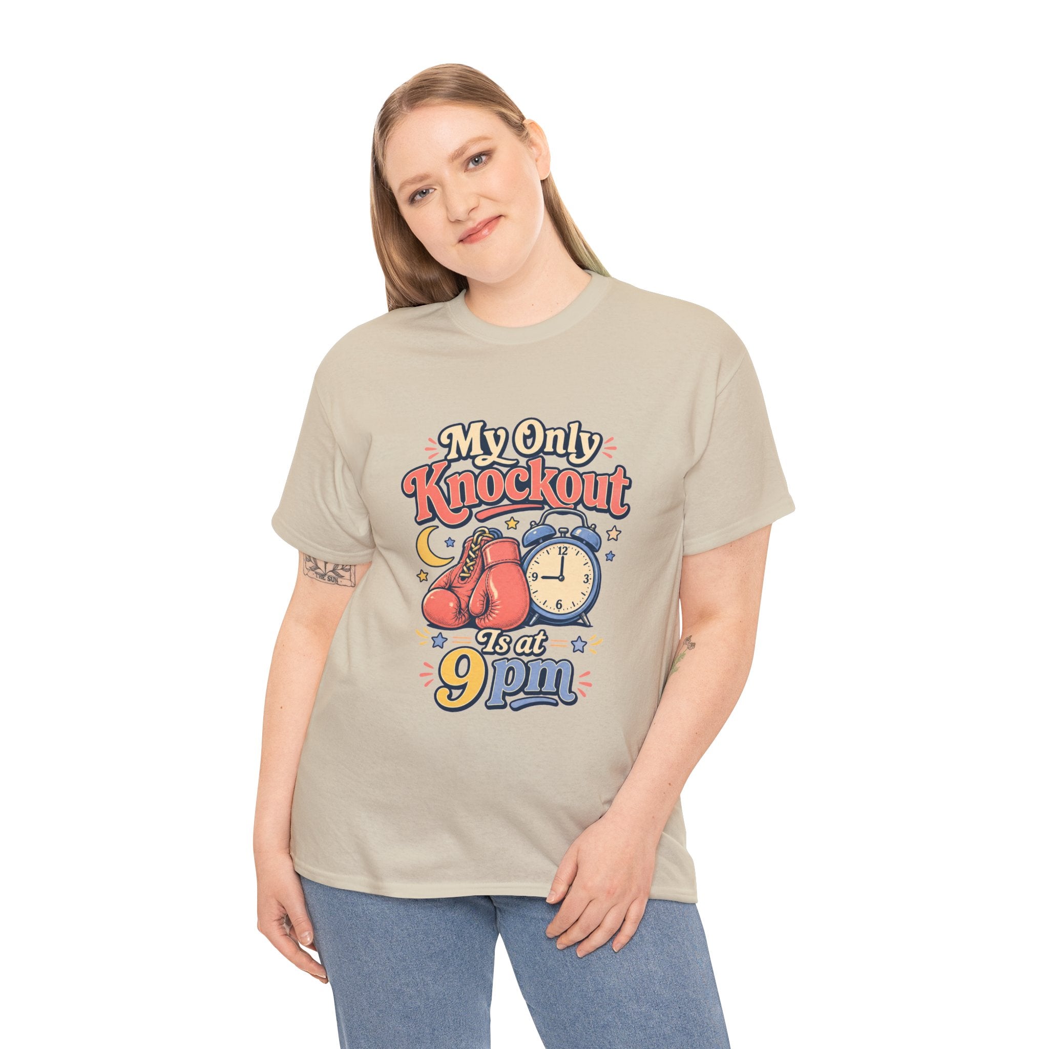 My Only Knockout Is at 9PM T-Shirt |  Funny Night Owl Boxing Graphic Tee  2607044