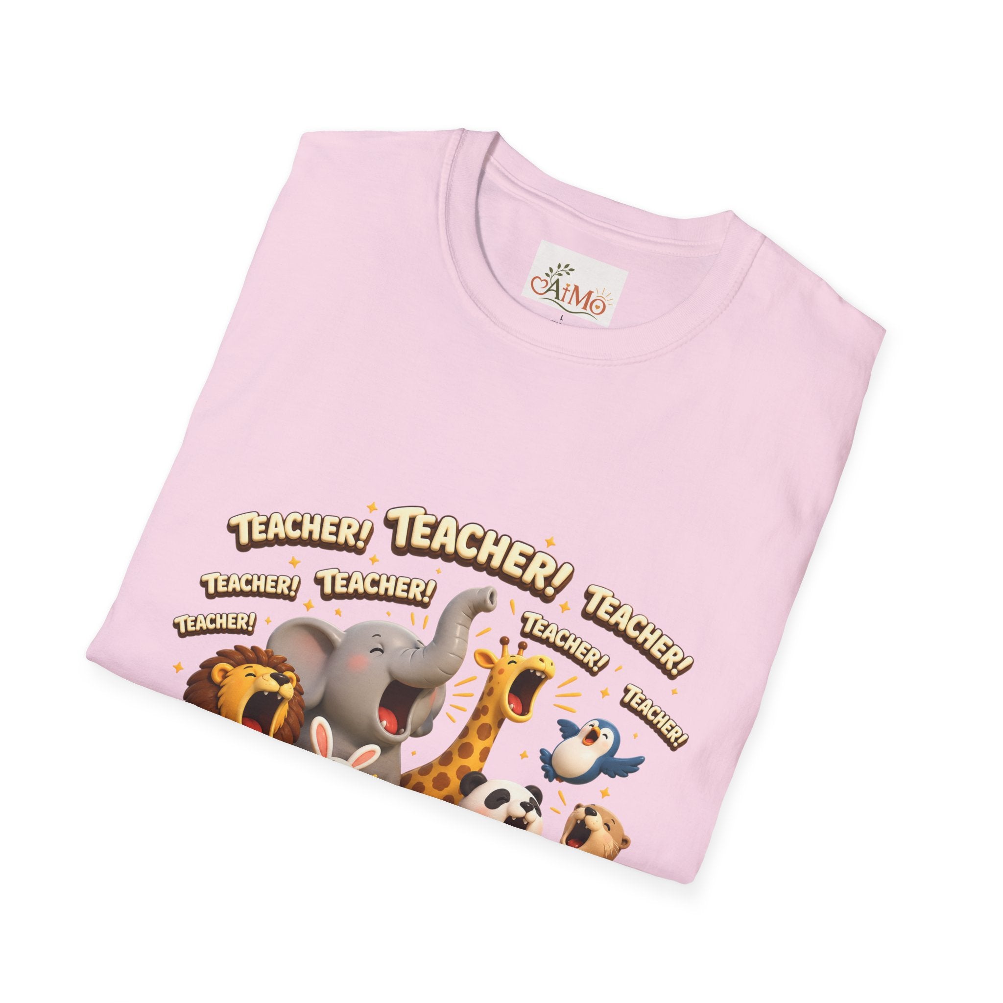 Cute Jungle Animals Saying TEACHER! T-Shirt | Elephant Giraffe Lion Penguin Design