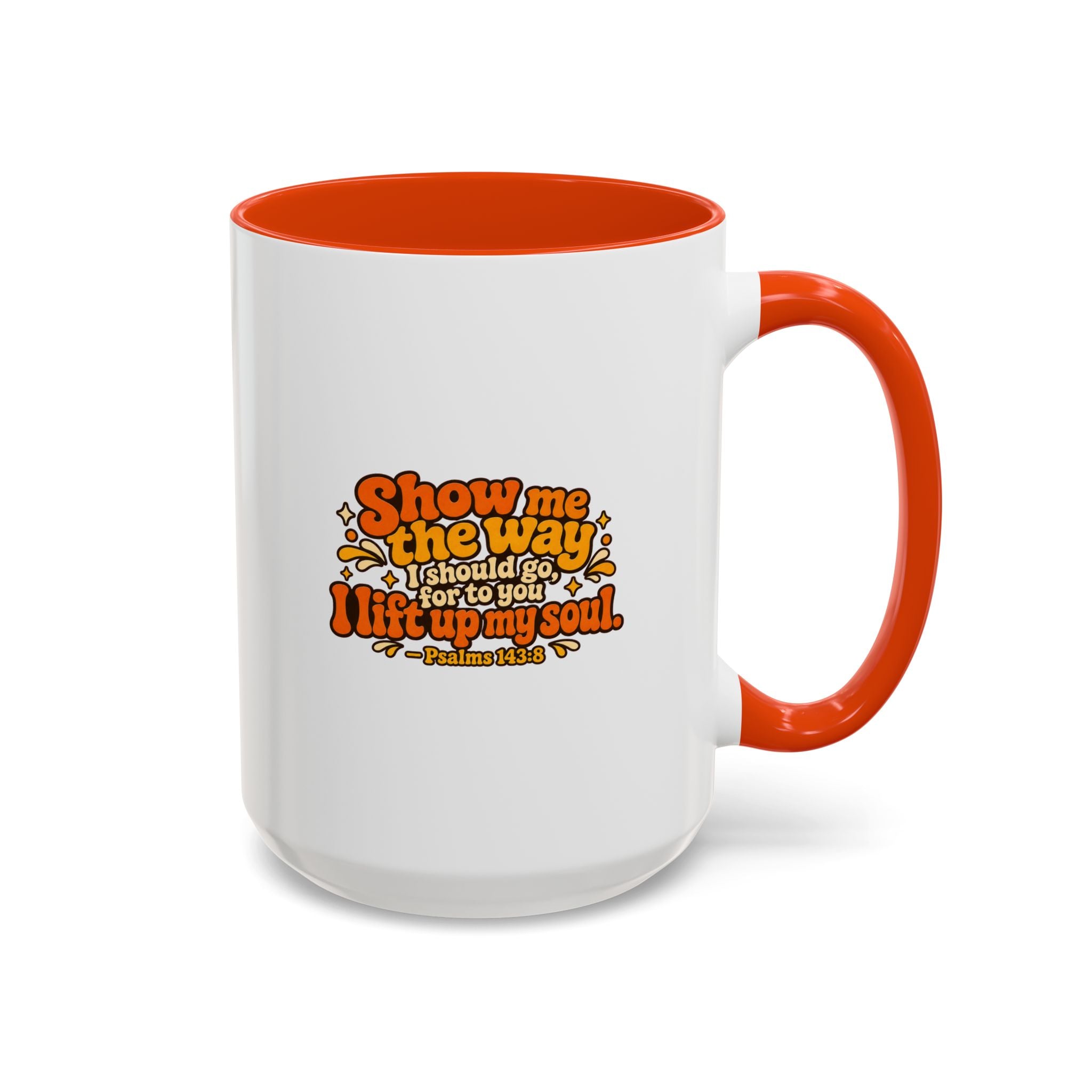 Inspirational Psalm 143:8 Coffee Mug — ‘Show Me The Way’ Retro Scripture Ceramic Mug (11oz/15oz) 2607024