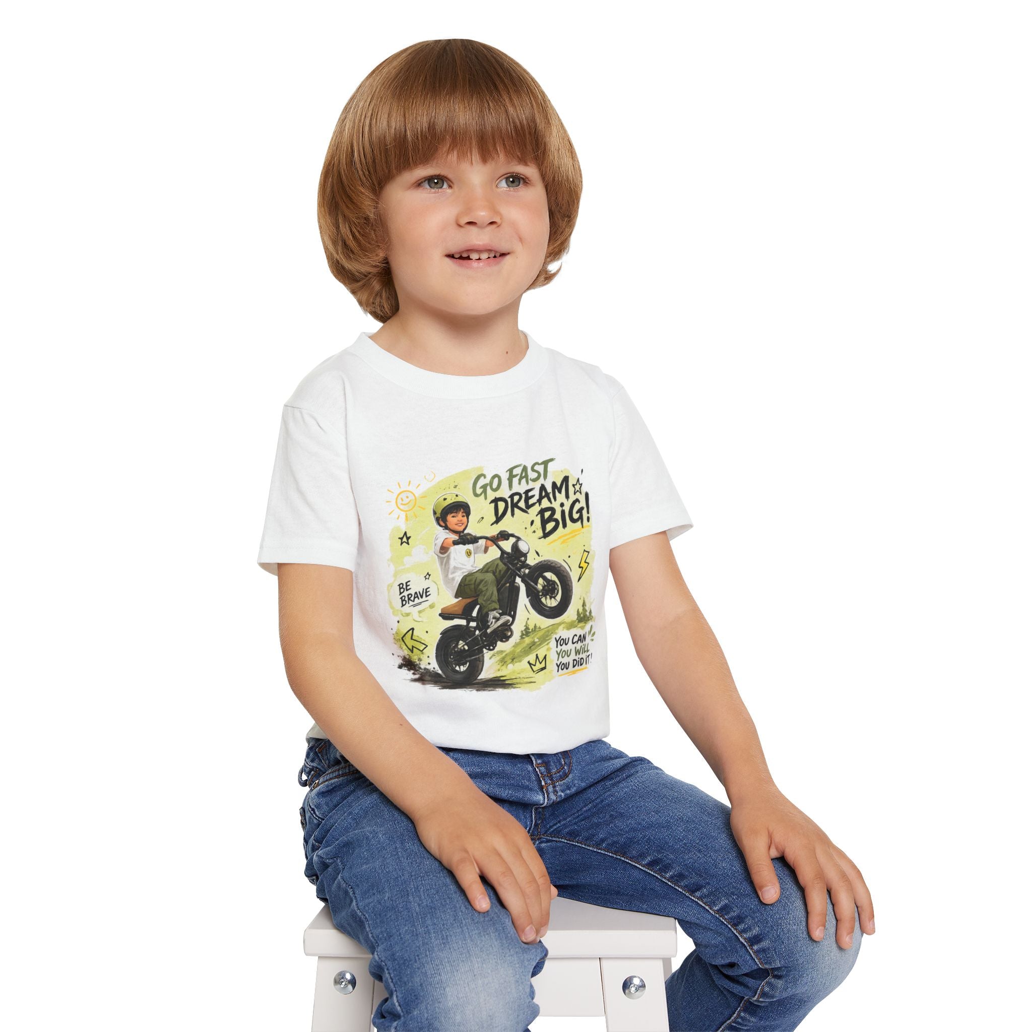Toddler T‑Shirt — "Go Fast Dream Big" Motorcycle Ride Graphic