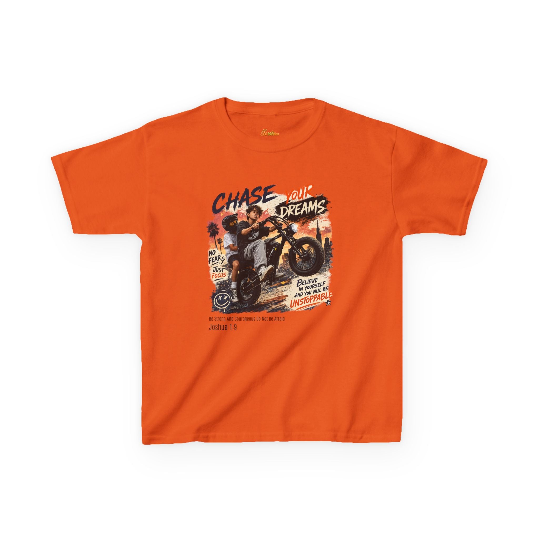 Kids Tee — "Chase Your Dreams" Motorcycle Graphic Shirt