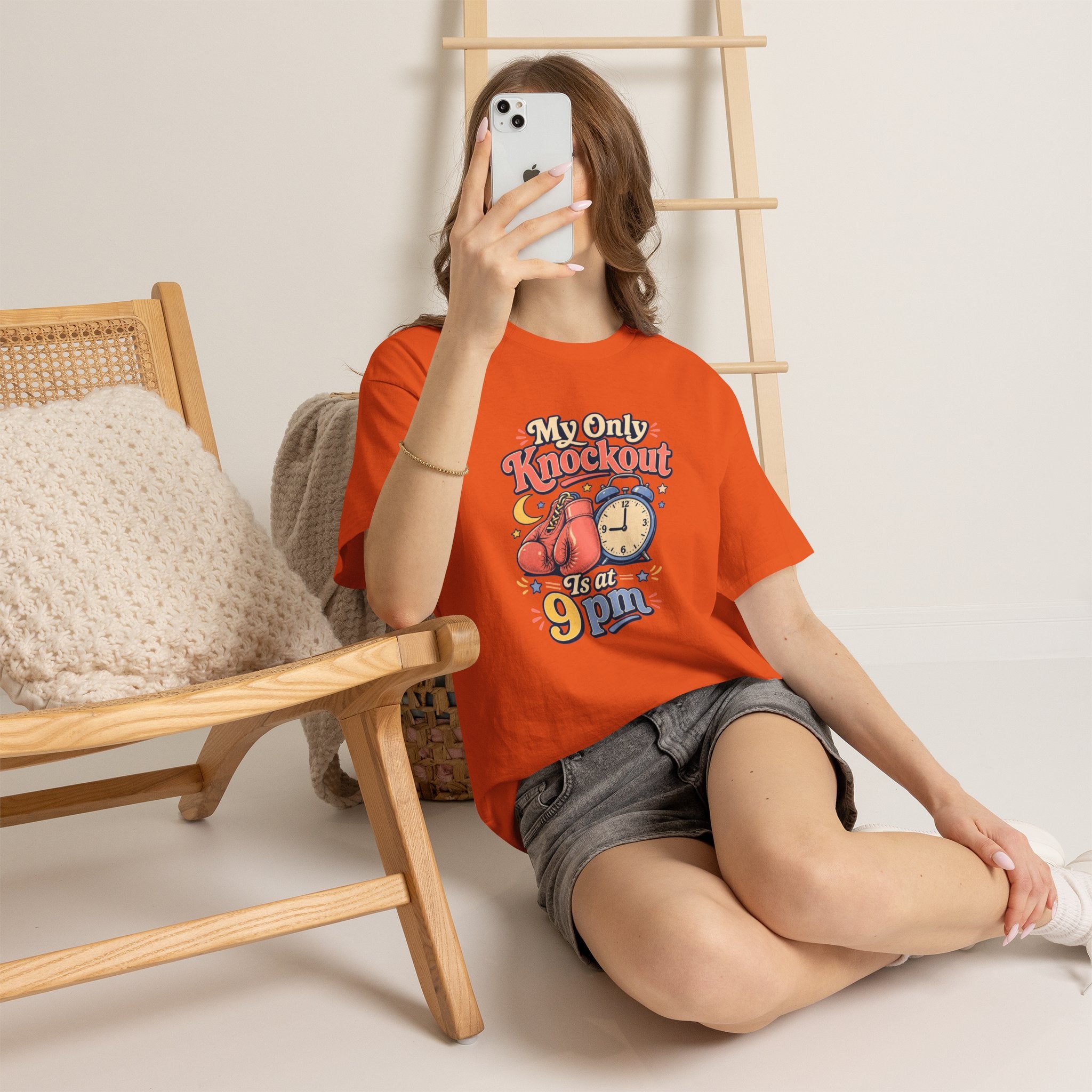 My Only Knockout Is at 9PM T-Shirt |  Funny Night Owl Boxing Graphic Tee  2607044