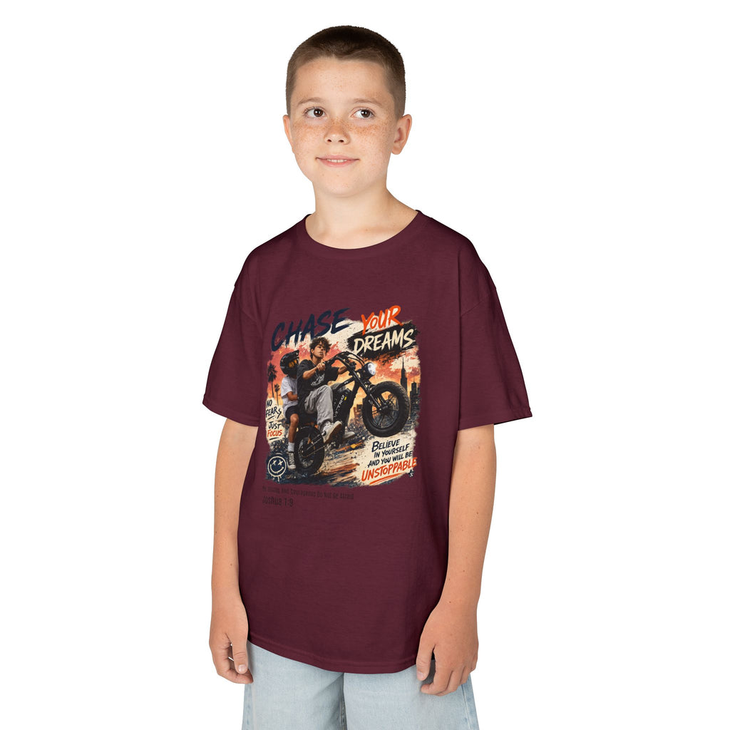 Kids Tee — "Chase Your Dreams" Motorcycle Graphic Shirt