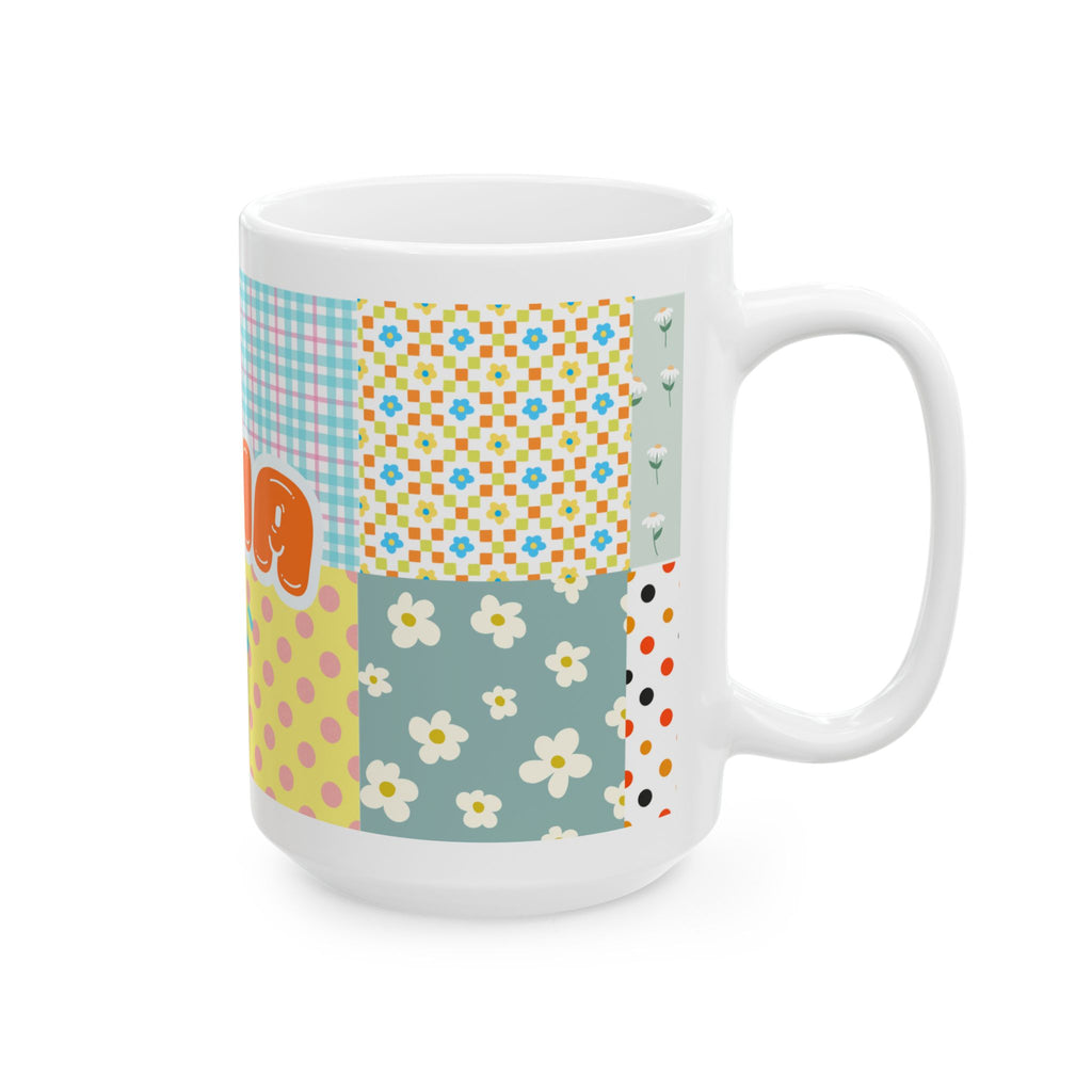 Personalized Kawaii (Cut)Patchwork Mug — Custom Name Ceramic Coffee Cup (11oz, 15oz) 2607035