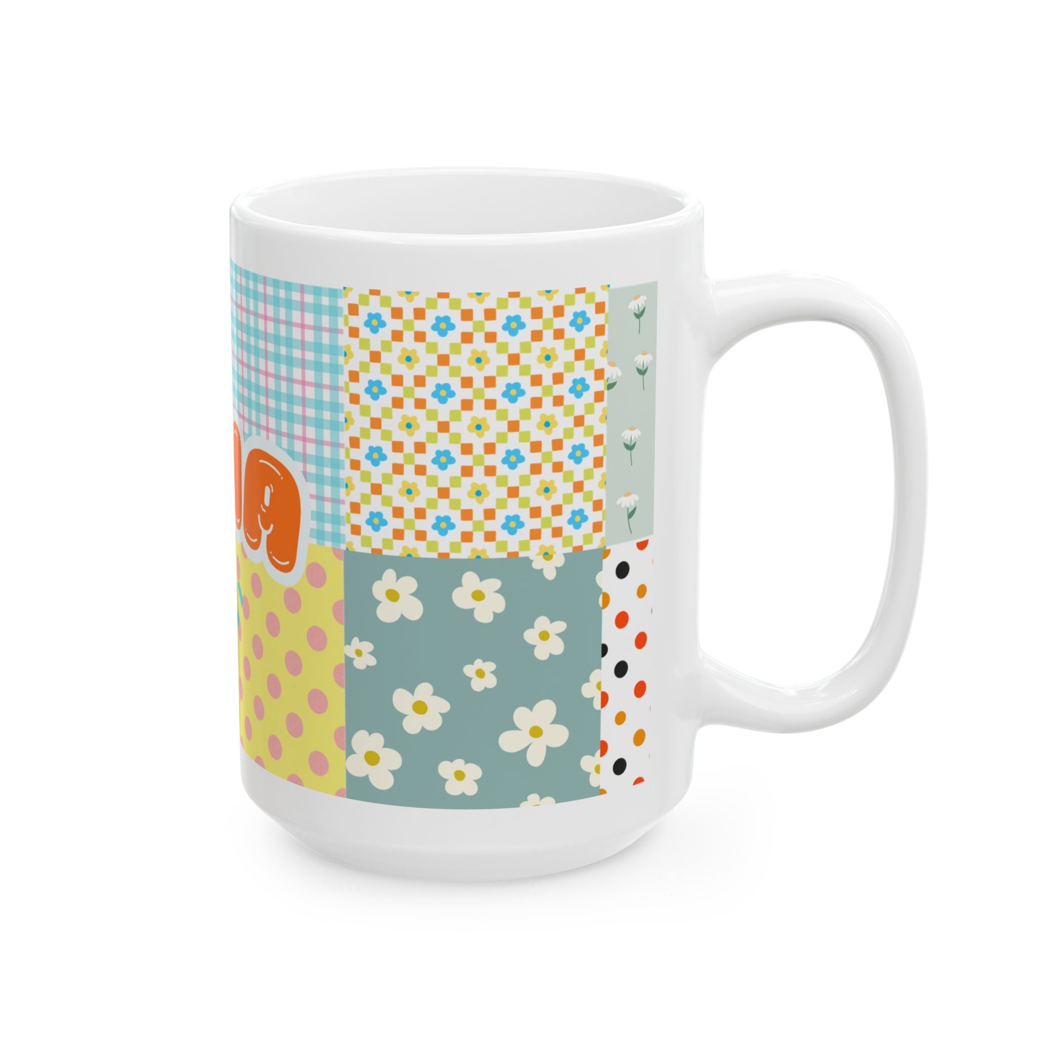 Personalized Kawaii (Cut)Patchwork Mug — Custom Name Ceramic Coffee Cup (11oz, 15oz) 2607035