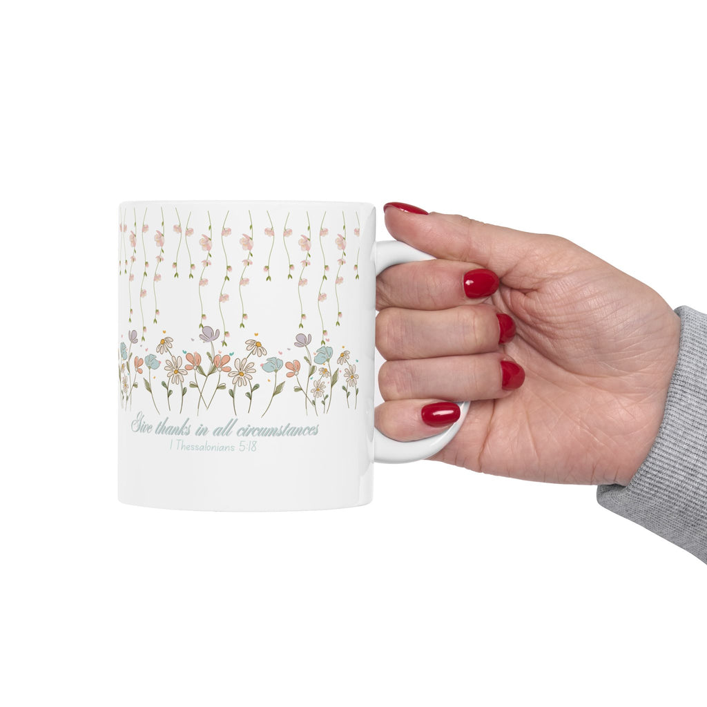 Custom Floral For Thank You Ceramic Coffee Mug   | Love Leaves Beautiful Marks | Memorial Coffee Cup (11oz, 15oz) 2607036