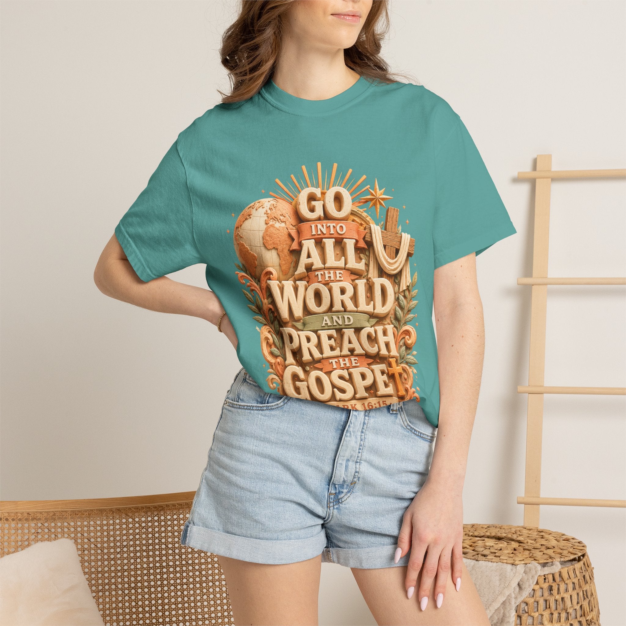 T-Shirt — "Go Into All the World and Preach the Gospel" Christian Mission Tee 2607022