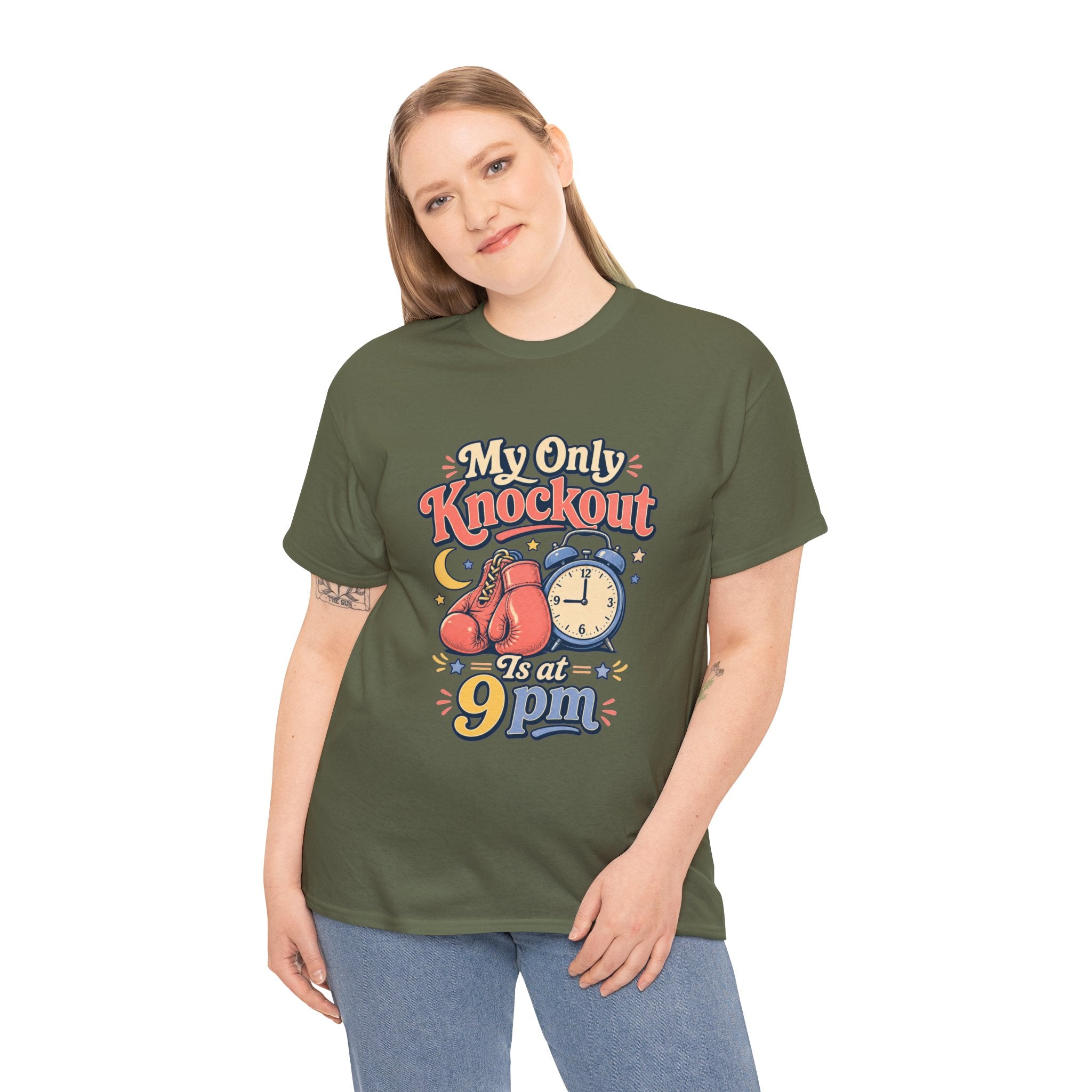 My Only Knockout Is at 9PM T-Shirt |  Funny Night Owl Boxing Graphic Tee  2607044