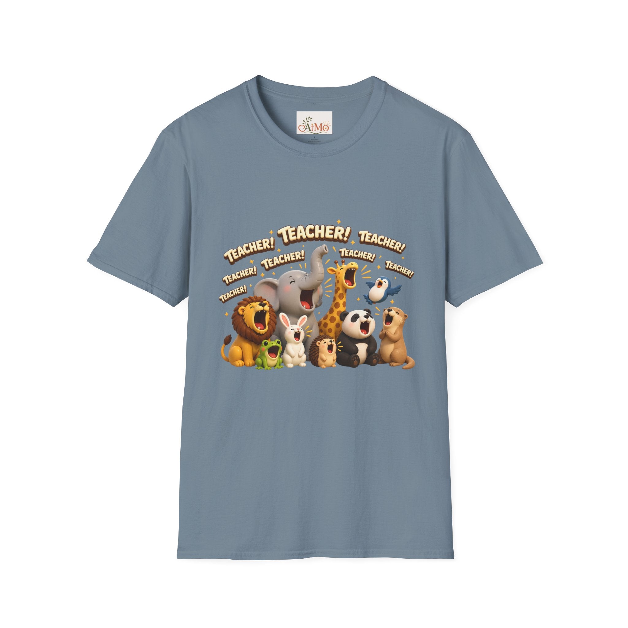 Cute Jungle Animals Saying TEACHER! T-Shirt | Elephant Giraffe Lion Penguin Design