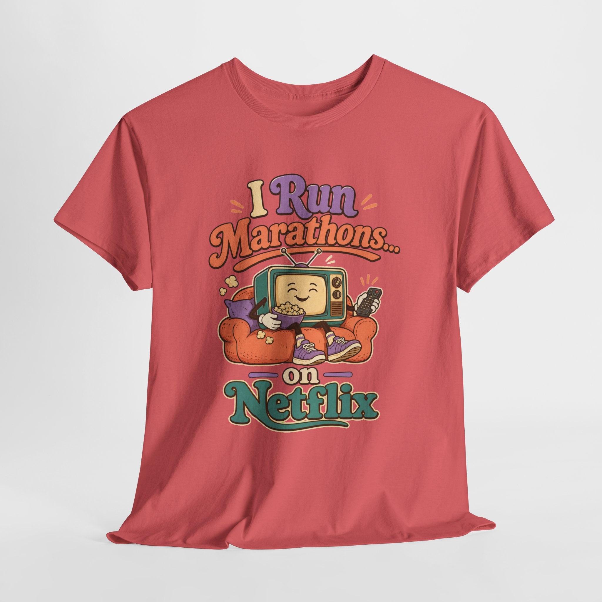 TV Marathon Tee — "I Run Marathons on Netflix" Funny Binge-Watching Shirt