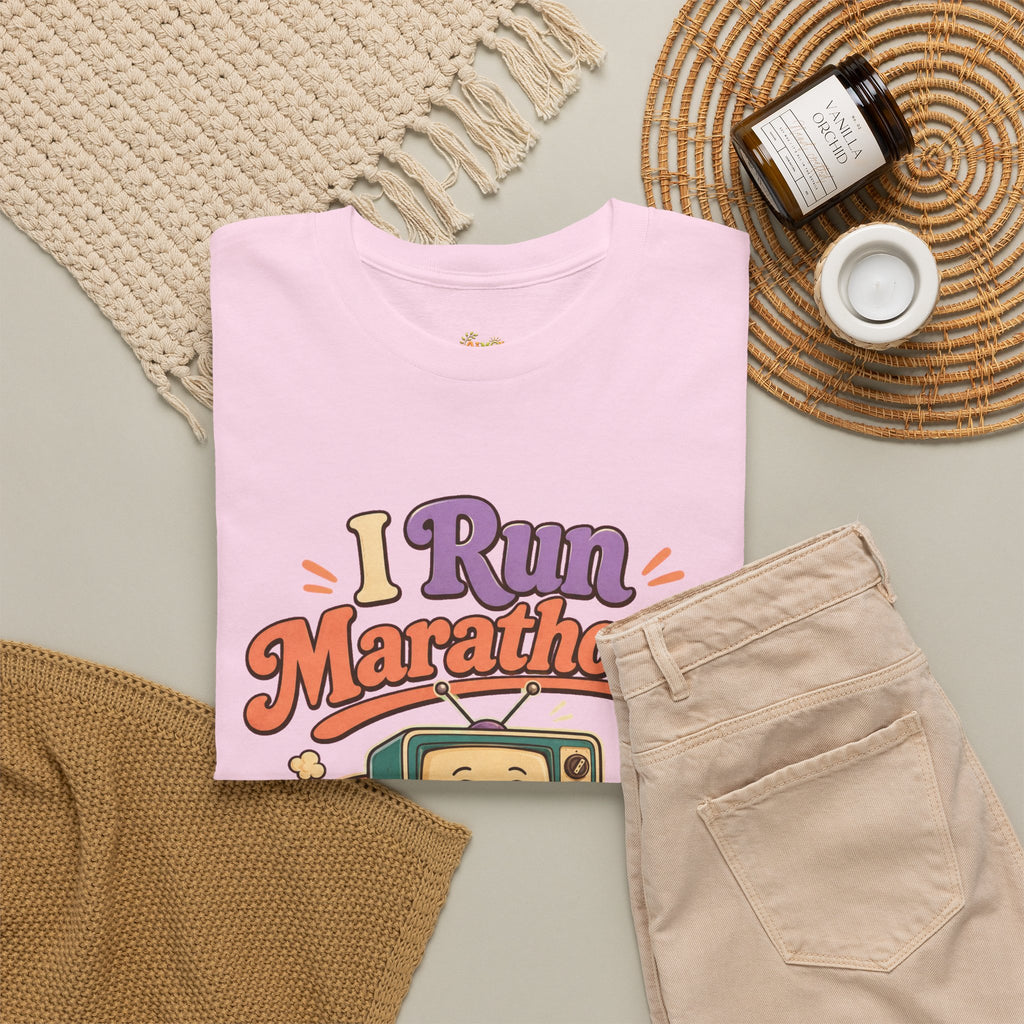 TV Marathon Tee — "I Run Marathons on Netflix" Funny Binge-Watching Shirt