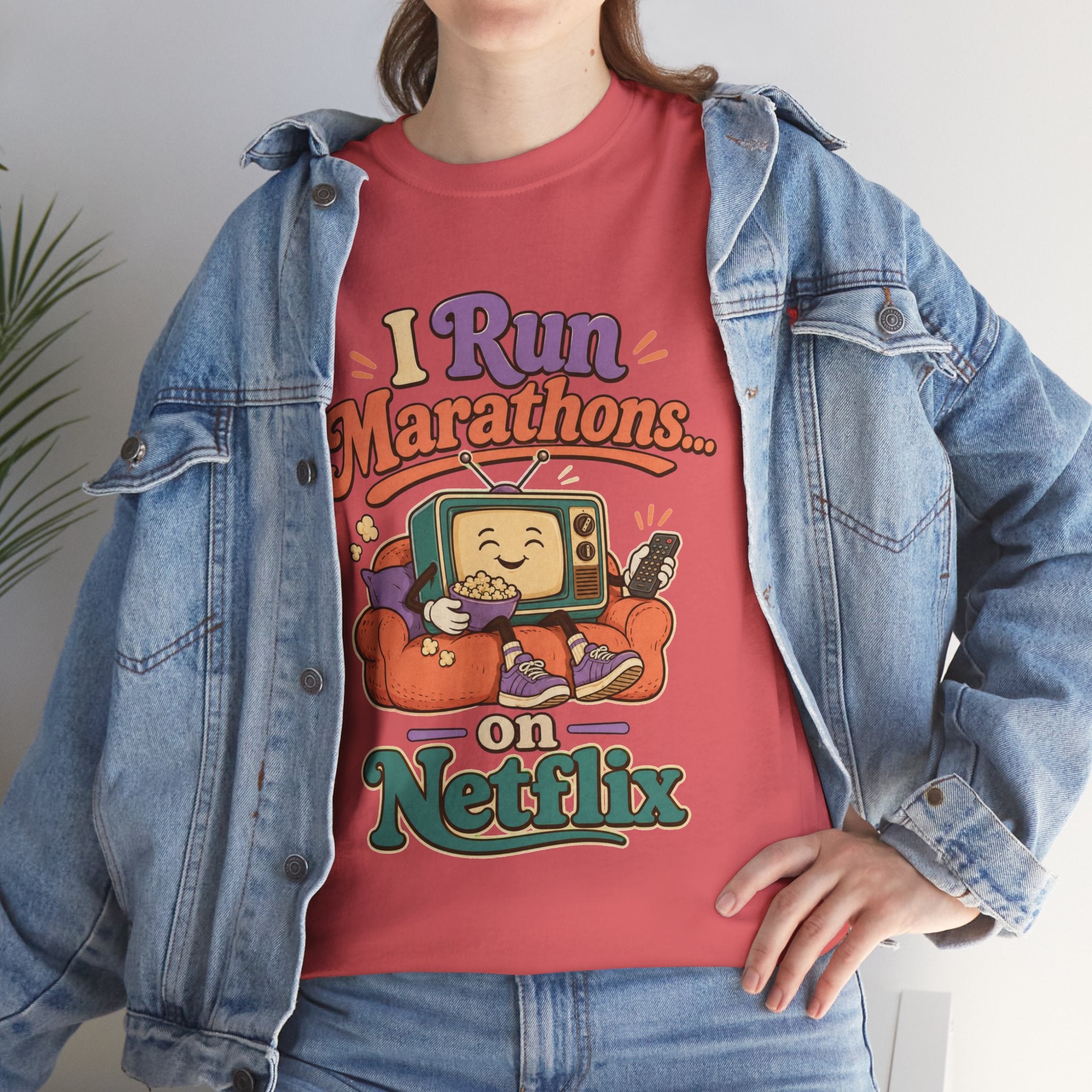 TV Marathon Tee — "I Run Marathons on Netflix" Funny Binge-Watching Shirt