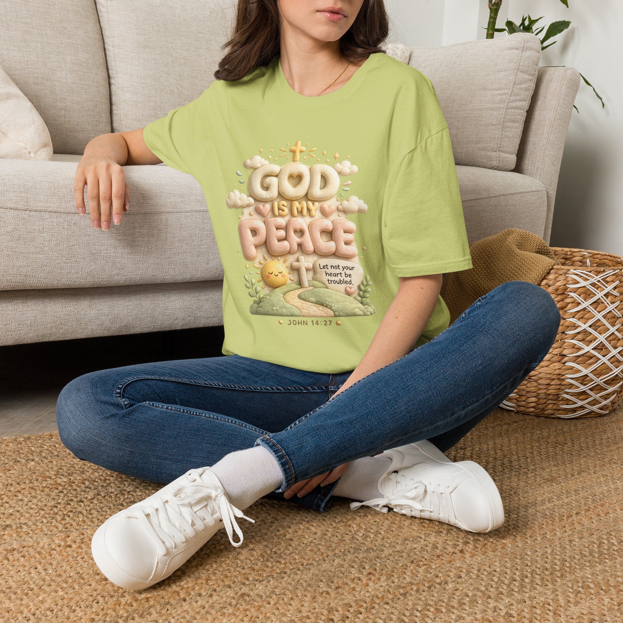 God Is My Peace T-Shirt — Christian Faith Tee with Soft Pastel Cloud Design