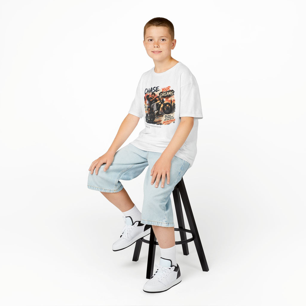Kids Tee — "Chase Your Dreams" Motorcycle Graphic Shirt