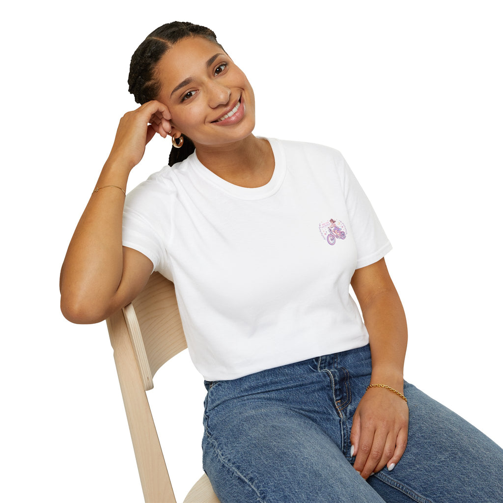 Vintage Lavender Bicycle Pocket T‑Shirt — Cute Retro Bike Graphic Tee