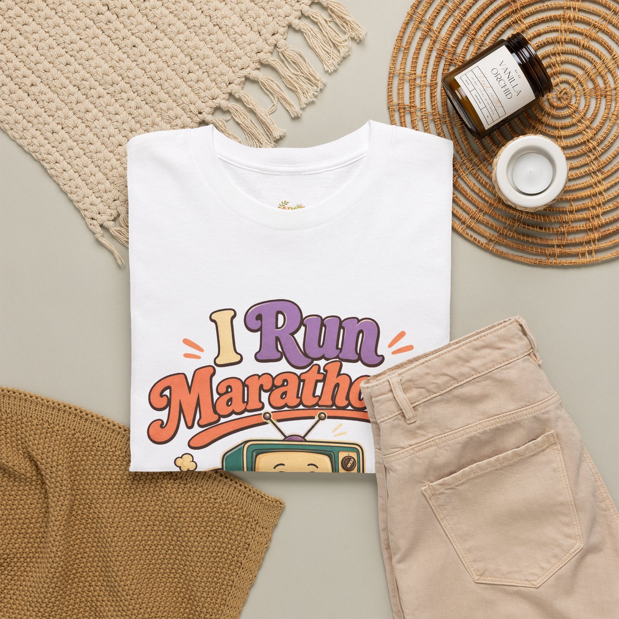 TV Marathon Tee — "I Run Marathons on Netflix" Funny Binge-Watching Shirt