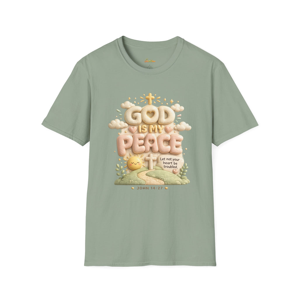 God Is My Peace T-Shirt — Christian Faith Tee with Soft Pastel Cloud Design