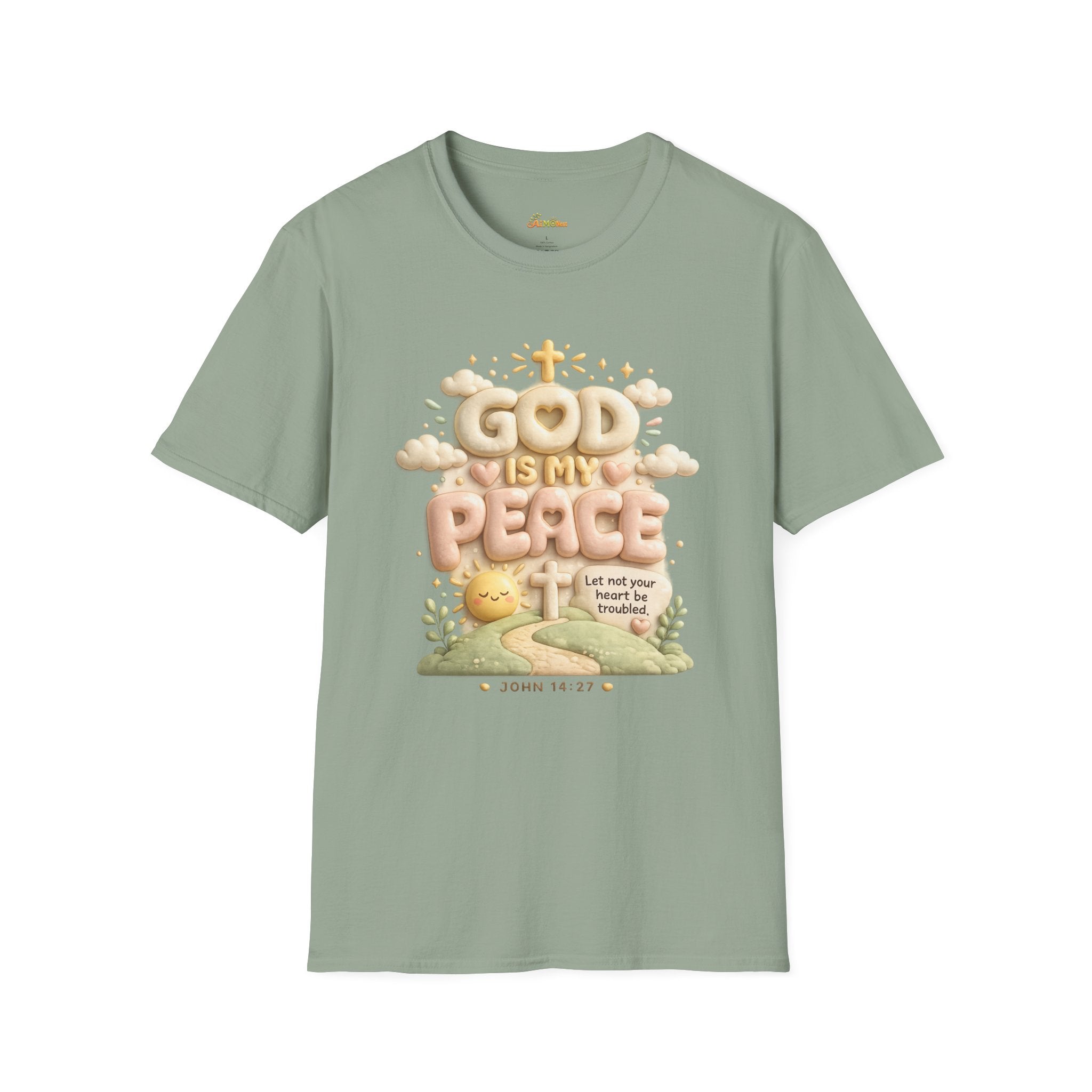 God Is My Peace T-Shirt — Christian Faith Tee with Soft Pastel Cloud Design