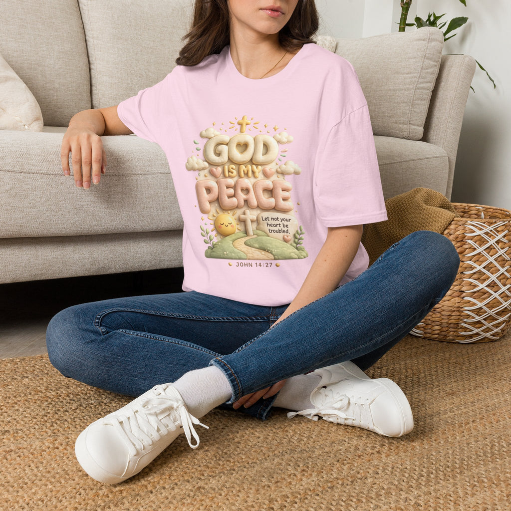 God Is My Peace T-Shirt — Christian Faith Tee with Soft Pastel Cloud Design