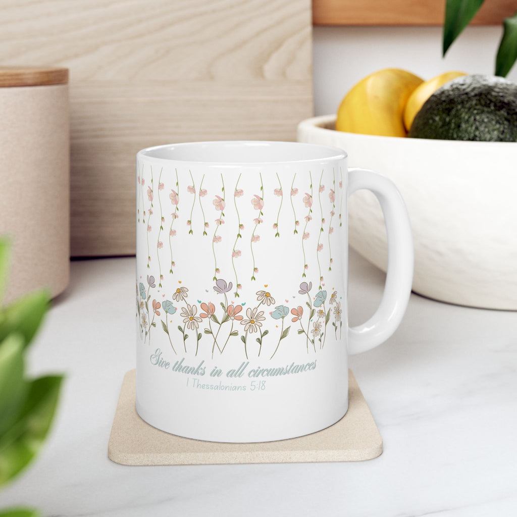 Custom Floral For Thank You Ceramic Coffee Mug   | Love Leaves Beautiful Marks | Memorial Coffee Cup (11oz, 15oz) 2607036