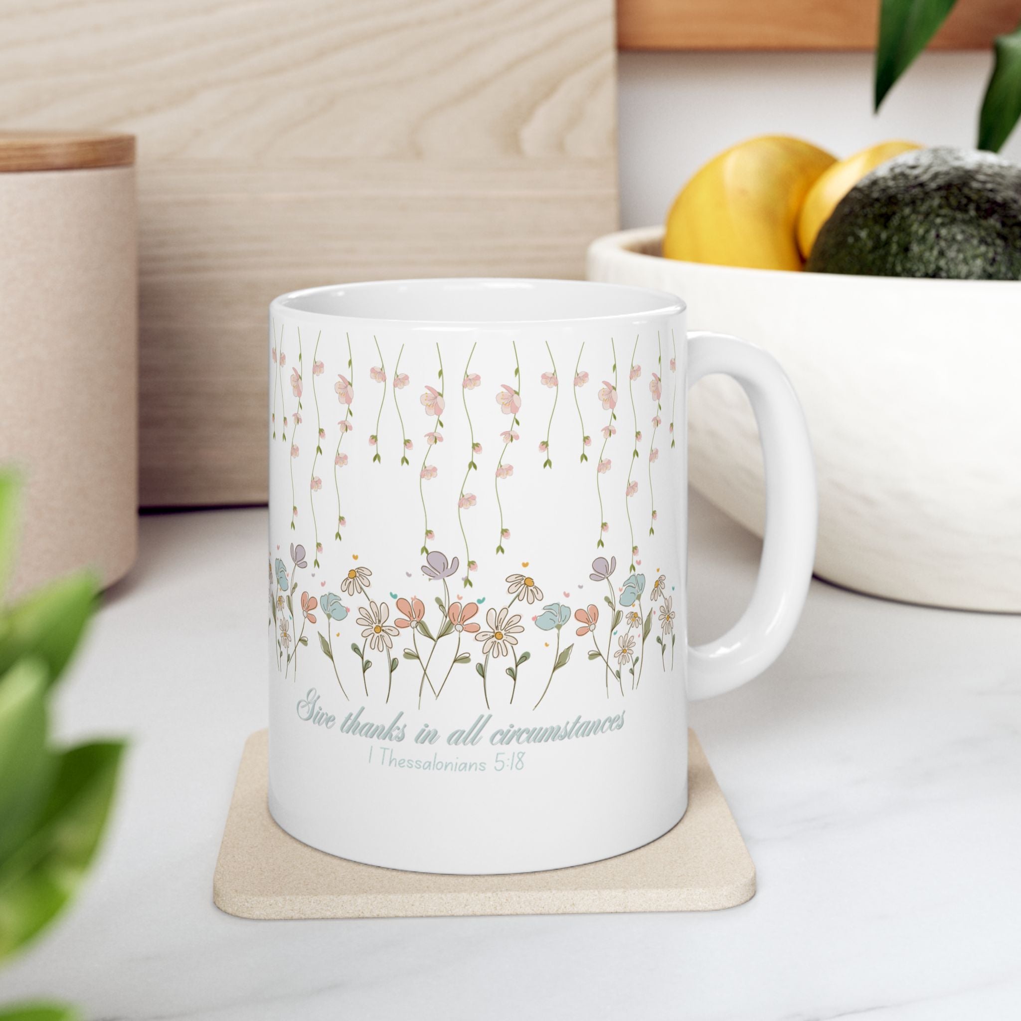 Custom Floral For Thank You Ceramic Coffee Mug   | Love Leaves Beautiful Marks | Memorial Coffee Cup (11oz, 15oz) 2607036