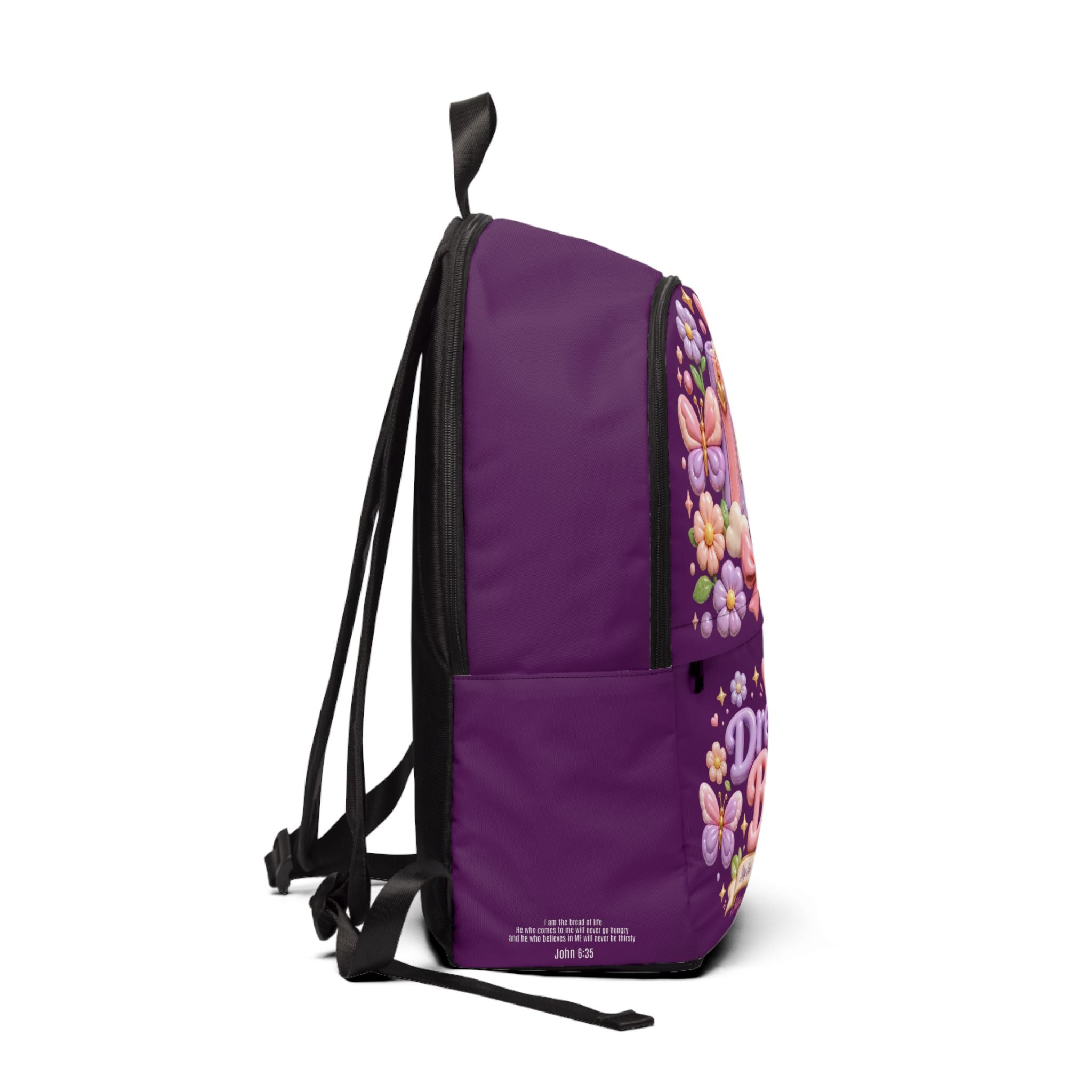 Dream Big floral heart journal Backpack | purple butterfly flower design
