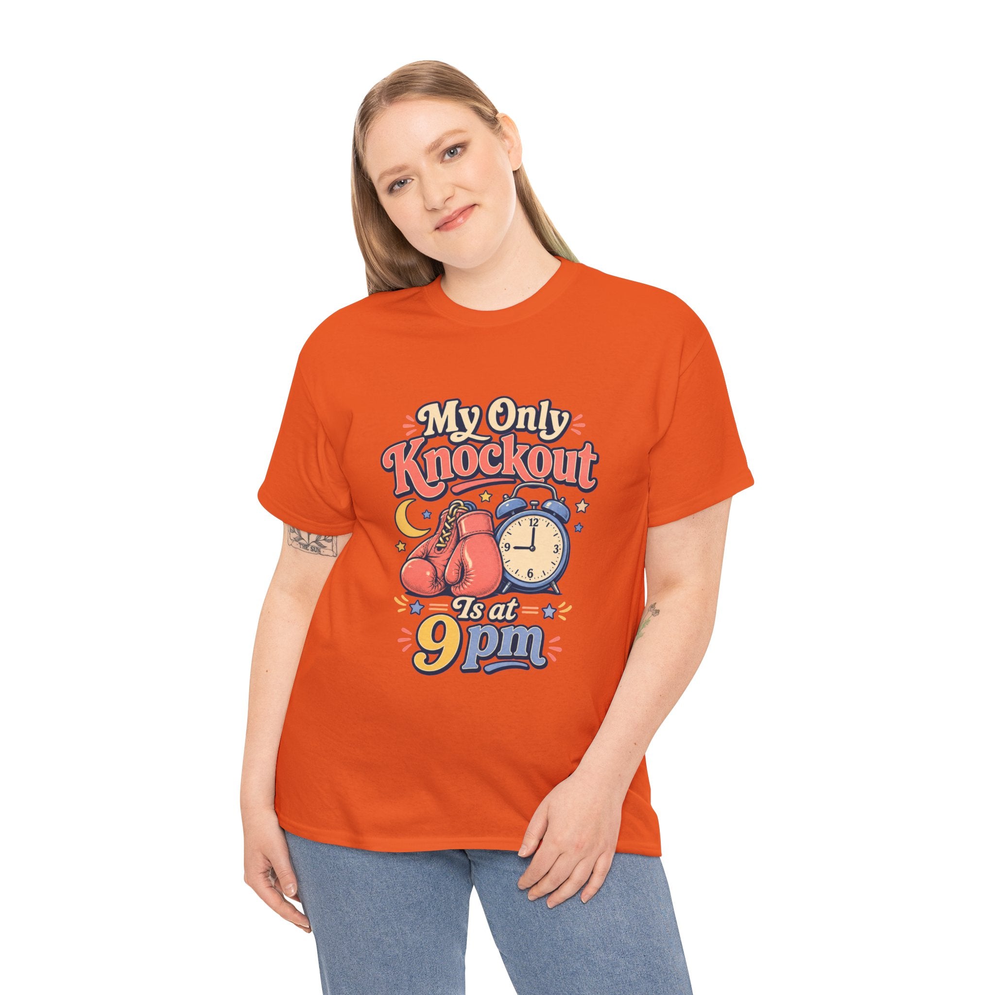 My Only Knockout Is at 9PM T-Shirt |  Funny Night Owl Boxing Graphic Tee  2607044