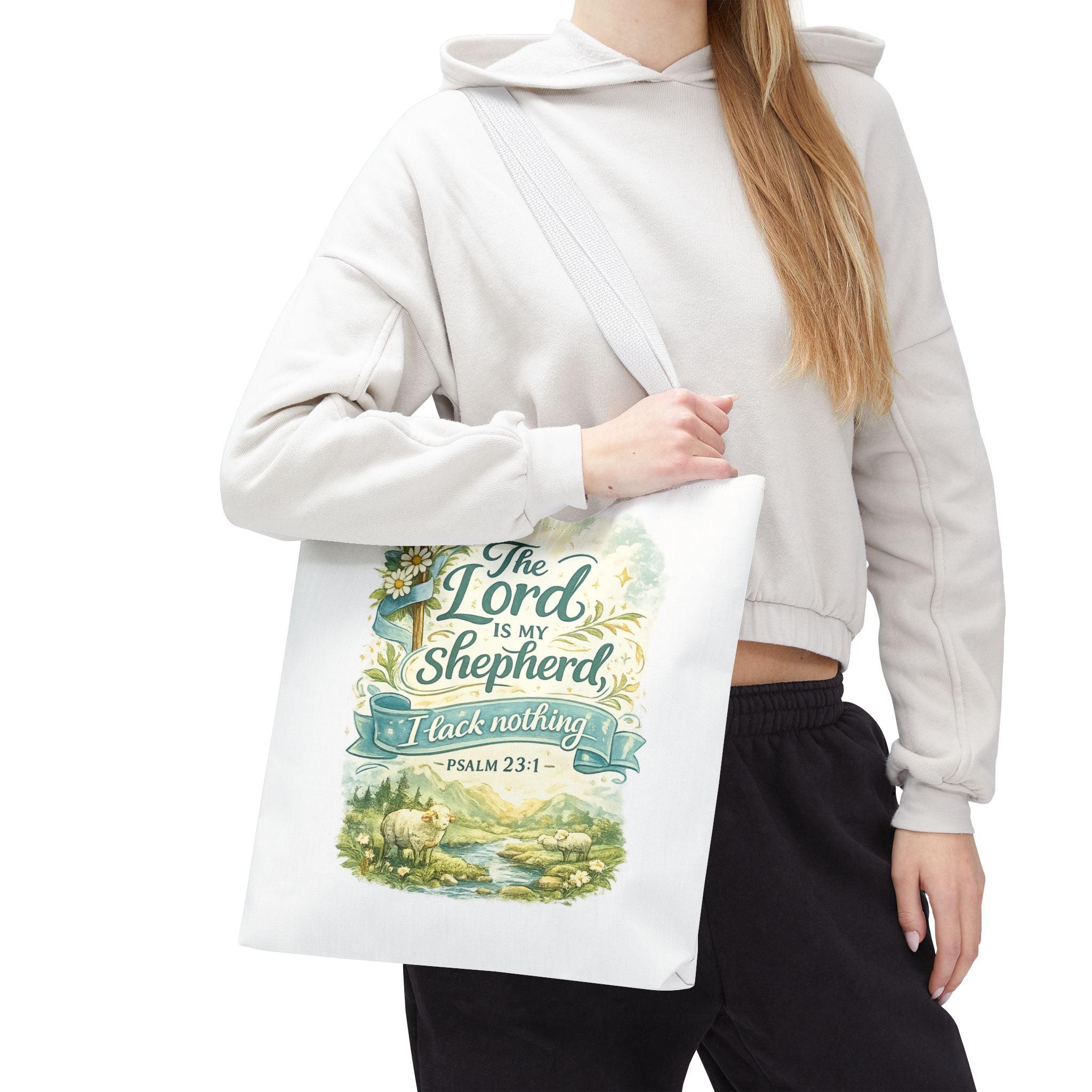 Floral Faith Tote Bag | The Lord Is My Shepherd | Psalm 23:1  4 Colors 2607043