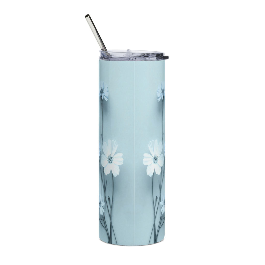 Christian Floral 20oz Stainless Tumbler | Believeth On Me Shall Never Thirst (John 6:35) - Blue 2607049