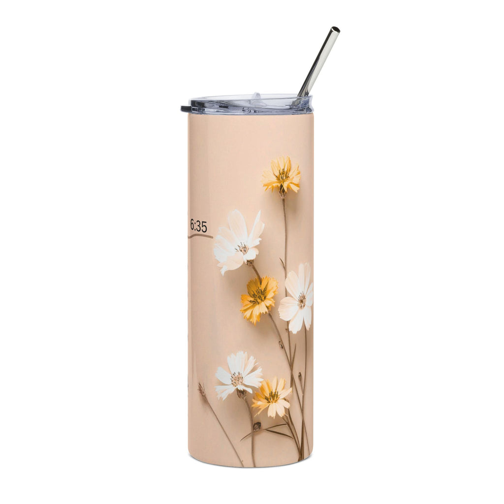 Christian Floral 20oz Stainless Tumbler | Believeth On Me Shall Never Thirst (John 6:35) Orange - 2607053